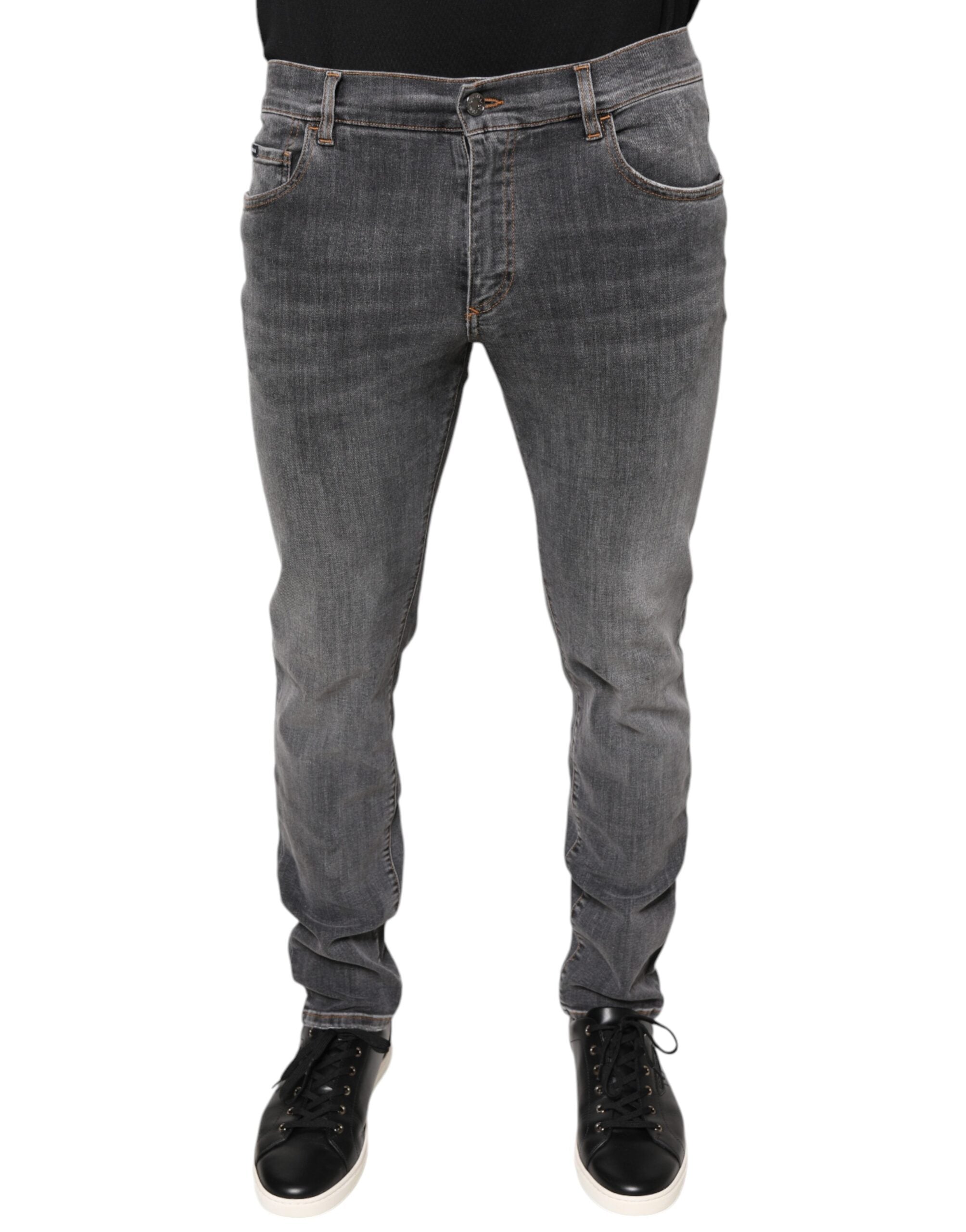 Dolce & Gabbana Dark Gray Cotton Stretch Skinny Denim Men's Jeans (Pre-Owned)