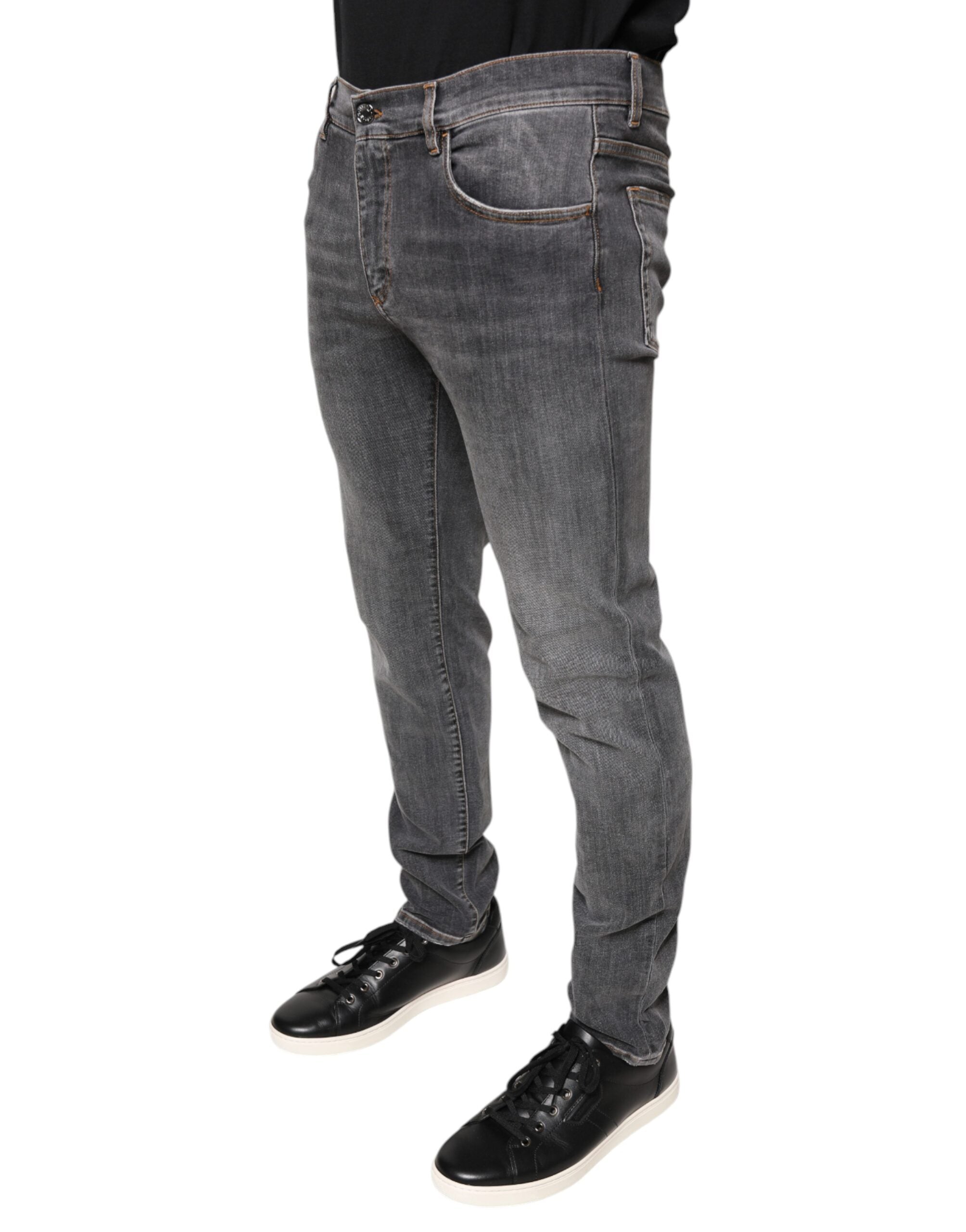 Dolce & Gabbana Dark Gray Cotton Stretch Skinny Denim Men's Jeans (Pre-Owned)