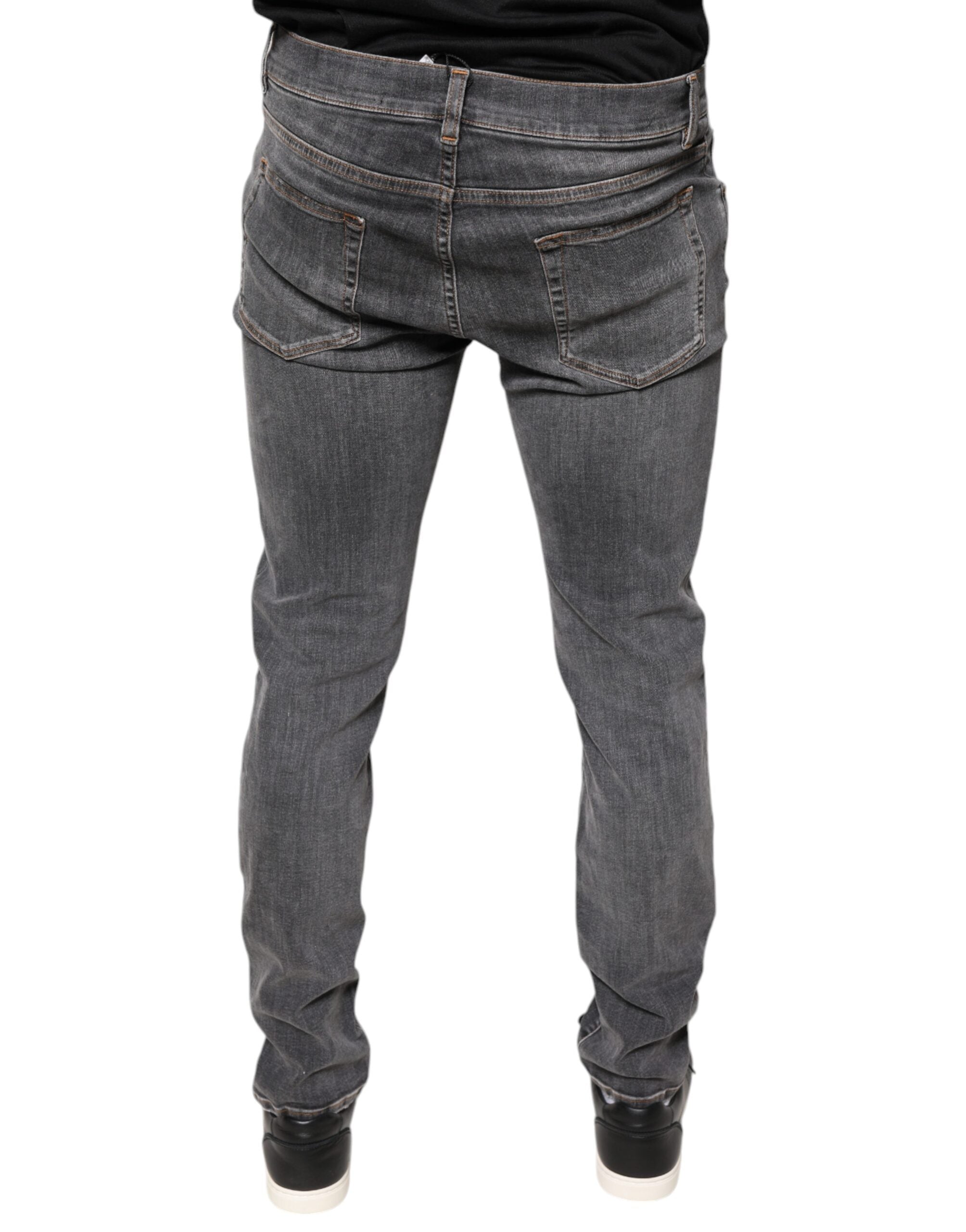 Dolce & Gabbana Dark Gray Cotton Stretch Skinny Denim Men's Jeans (Pre-Owned)