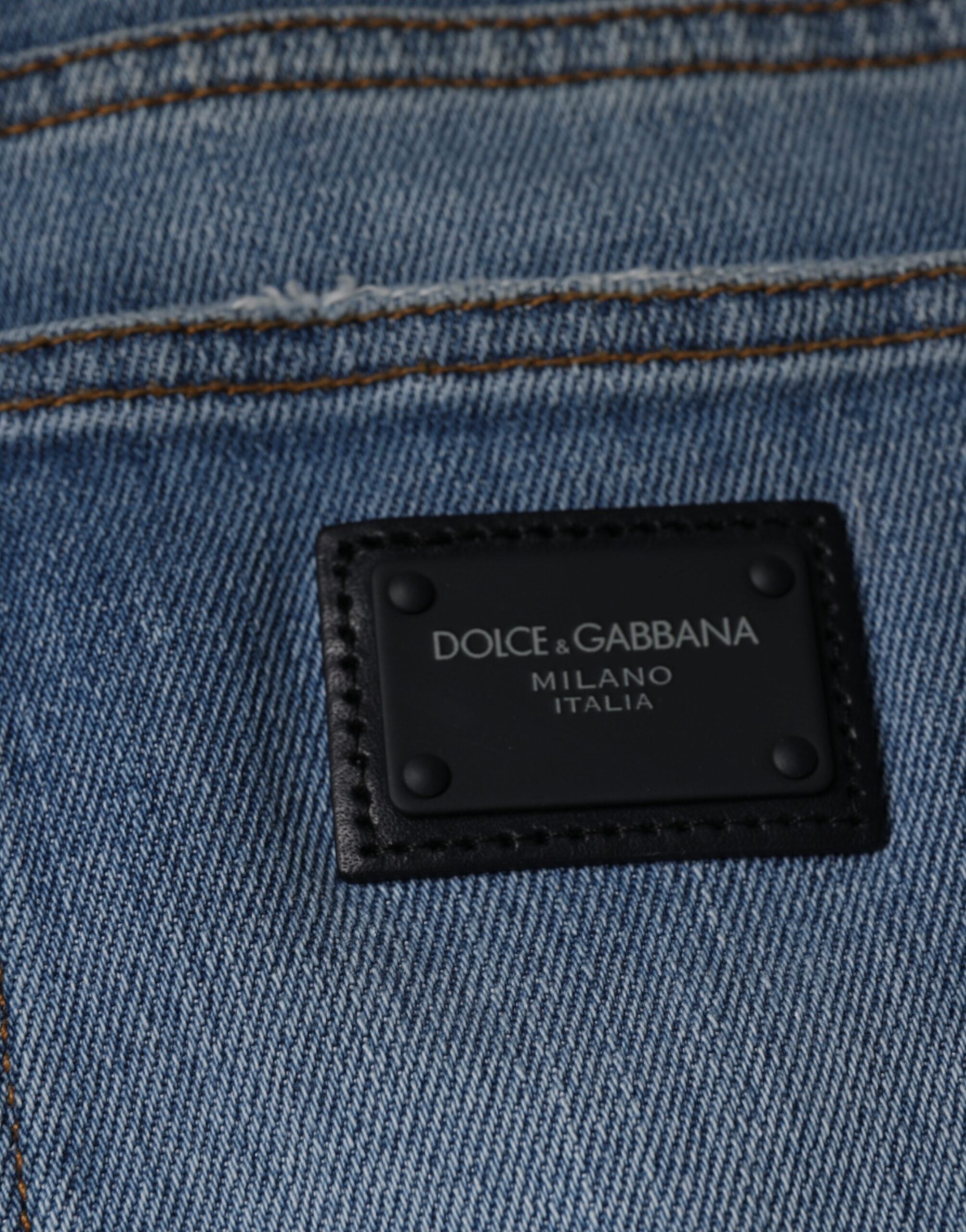 Dolce & Gabbana Blue Cotton Stretch Skinny Denim GOLD Men's Jeans