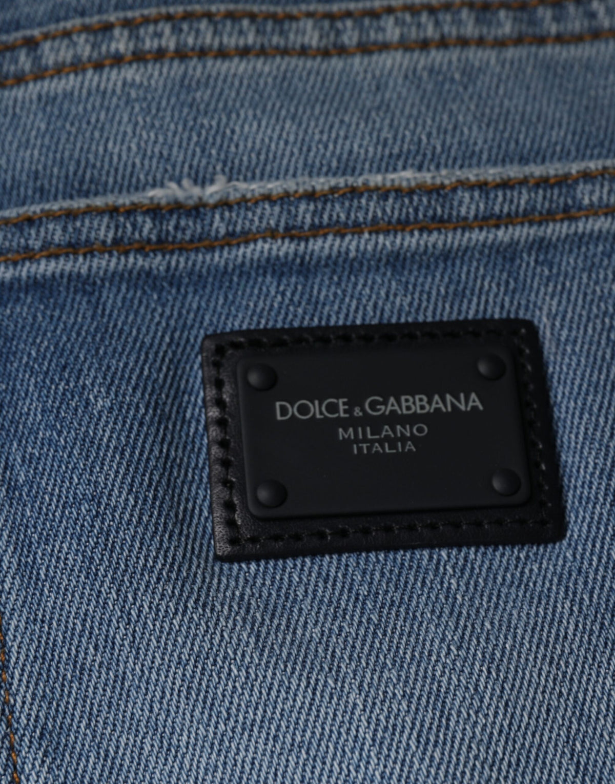 Dolce & Gabbana Blue Cotton Stretch Skinny Denim GOLD Men's Jeans