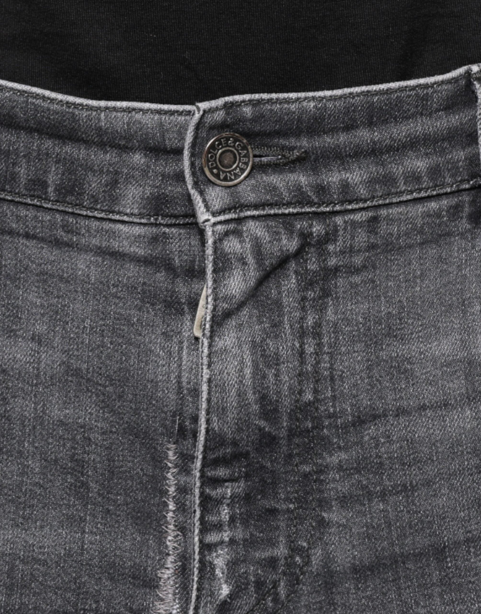 Dolce & Gabbana Dark Gray Tattered Cotton Skinny Denim Men's Jeans (Pre-Owned)