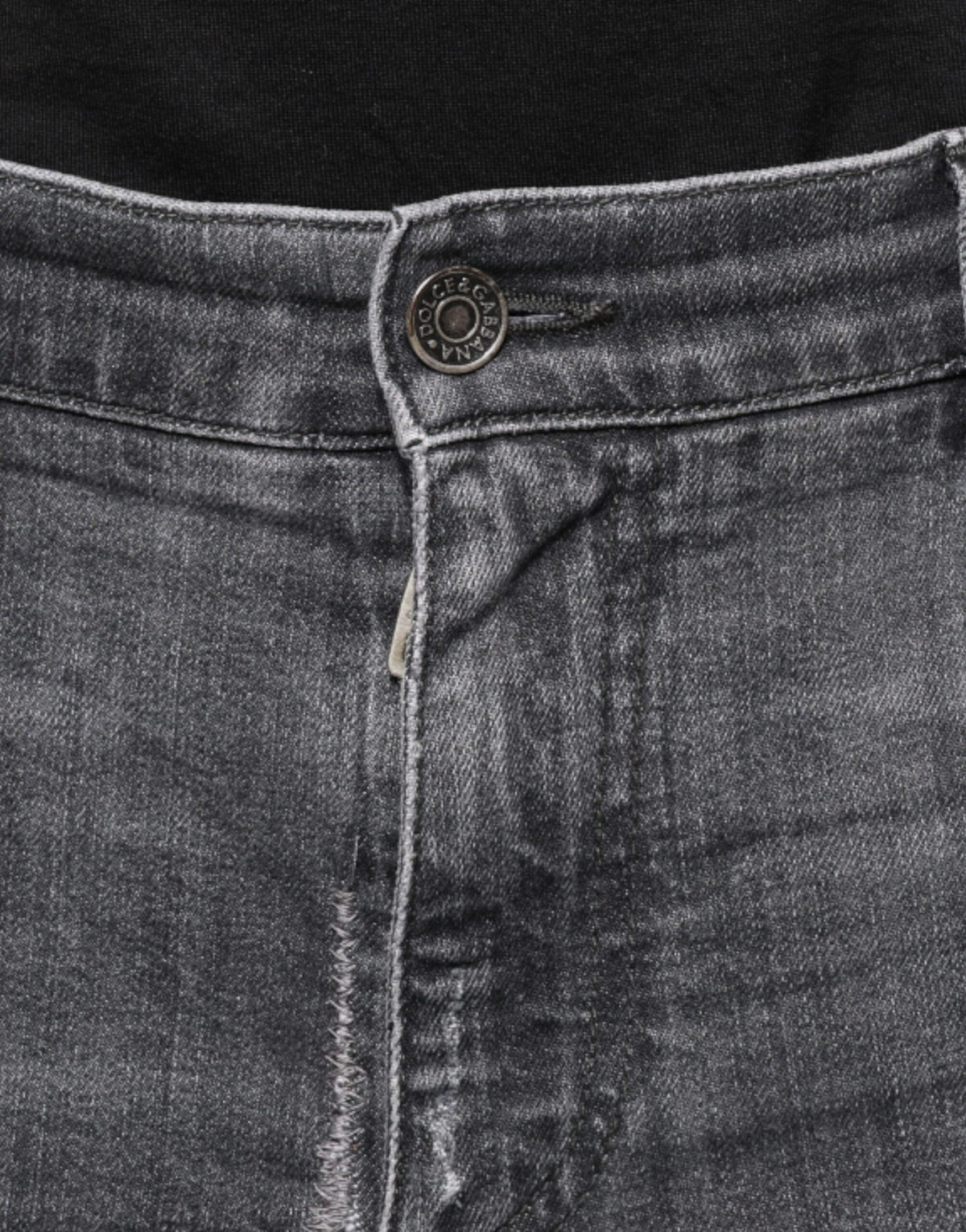 Dolce & Gabbana Dark Gray Tattered Cotton Skinny Denim Men's Jeans (Pre-Owned)
