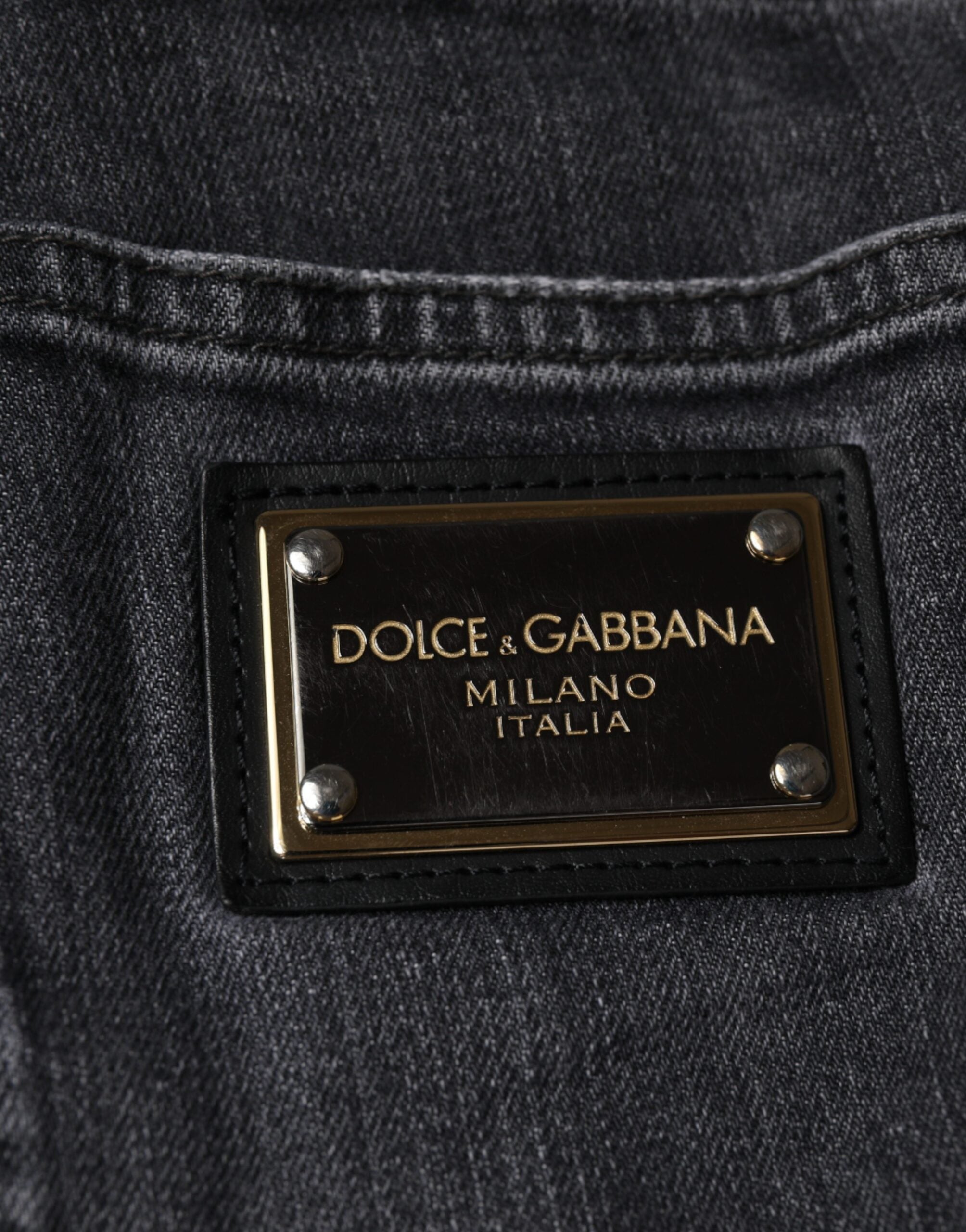 Dolce & Gabbana Dark Gray Tattered Cotton Skinny Denim Men's Jeans (Pre-Owned)