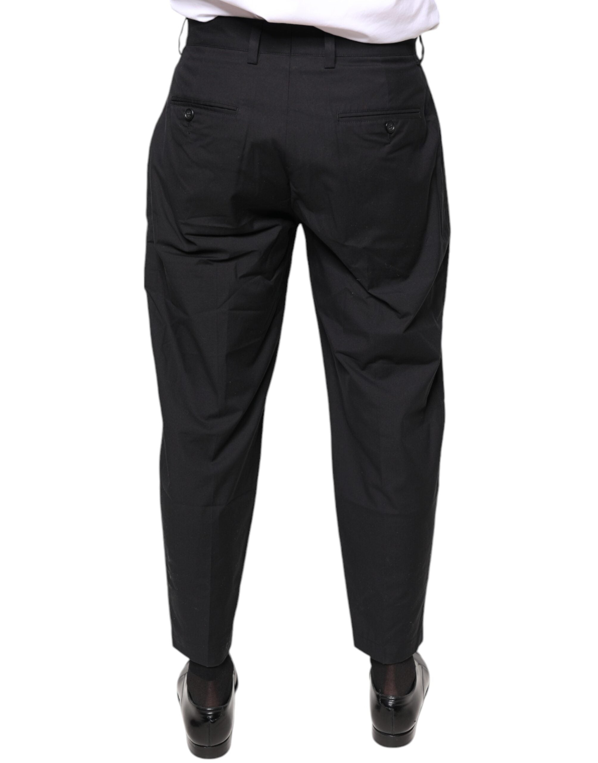 Dolce & Gabbana Black Crown Cotton Dress Men's Pants