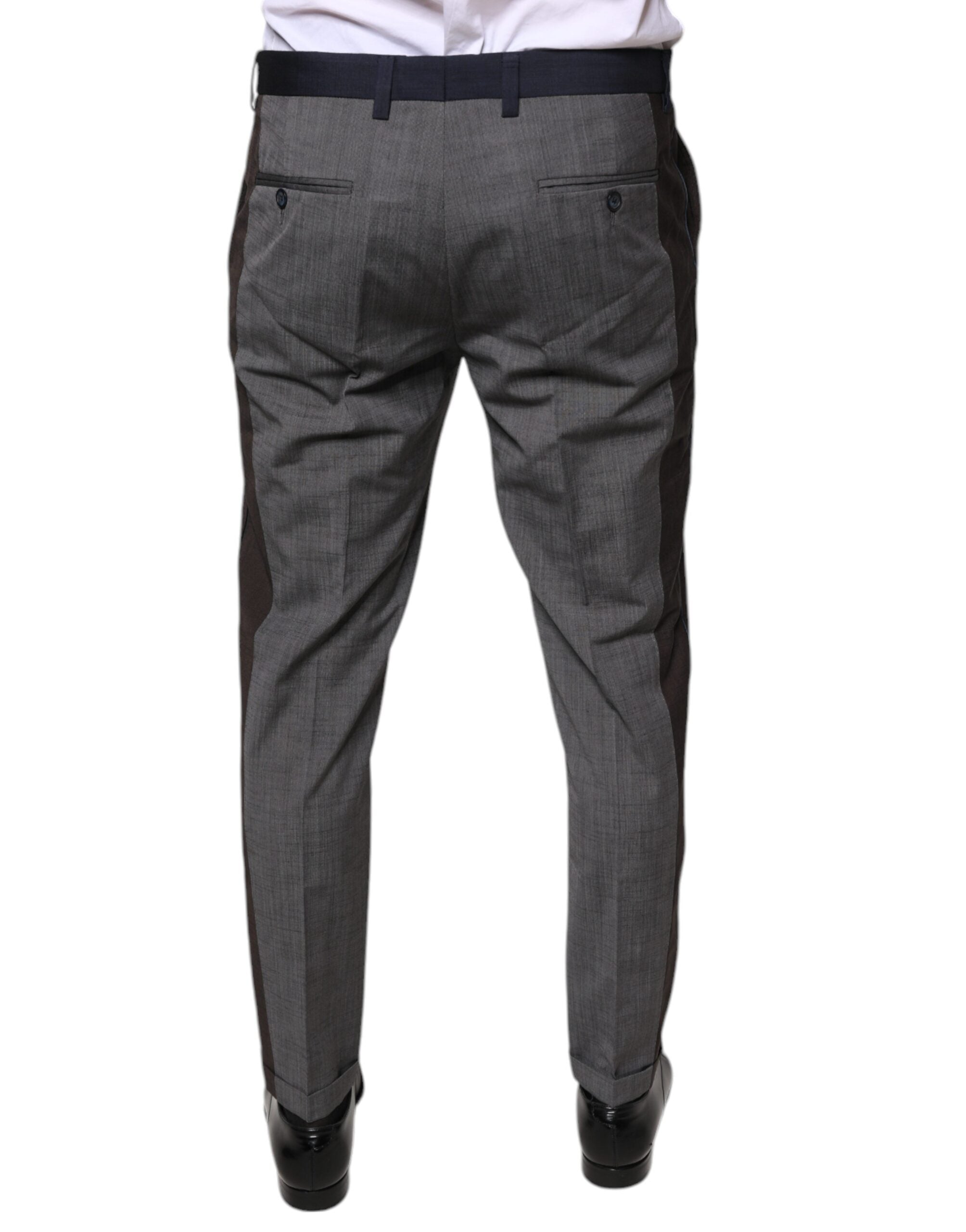 Dolce & Gabbana Black Cotton Wool Formal Dress Men's Pants