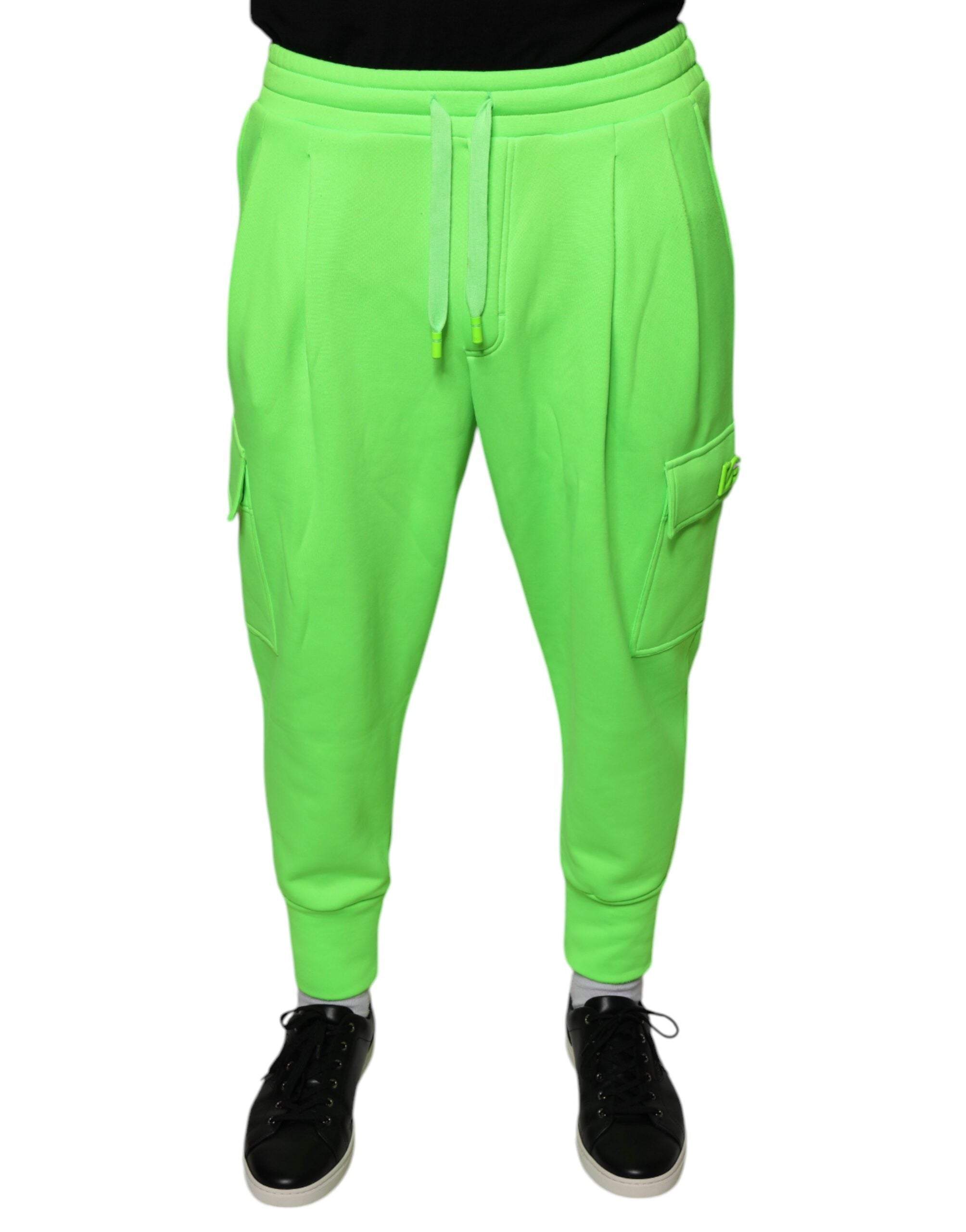 Dolce & Gabbana Neon Green Polyester Cargo Jogger SweatMen's Men's Pants (Pre-Owned)