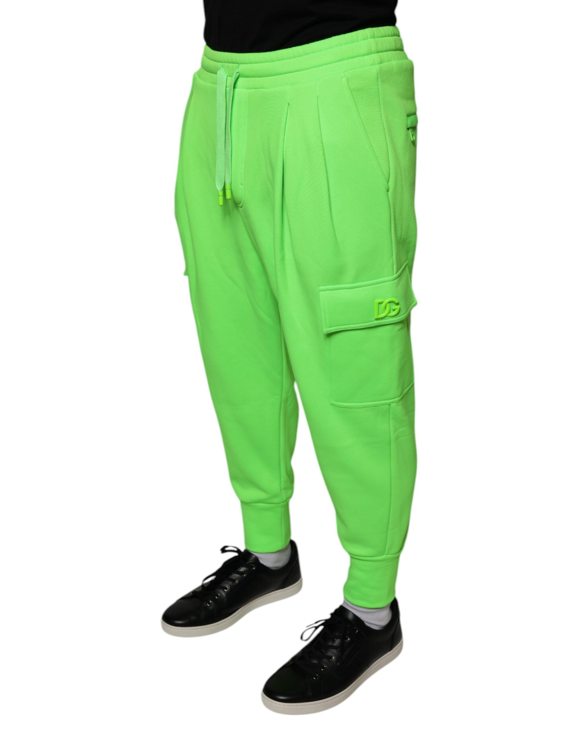 Dolce & Gabbana Neon Green Polyester Cargo Jogger SweatMen's Men's Pants (Pre-Owned)