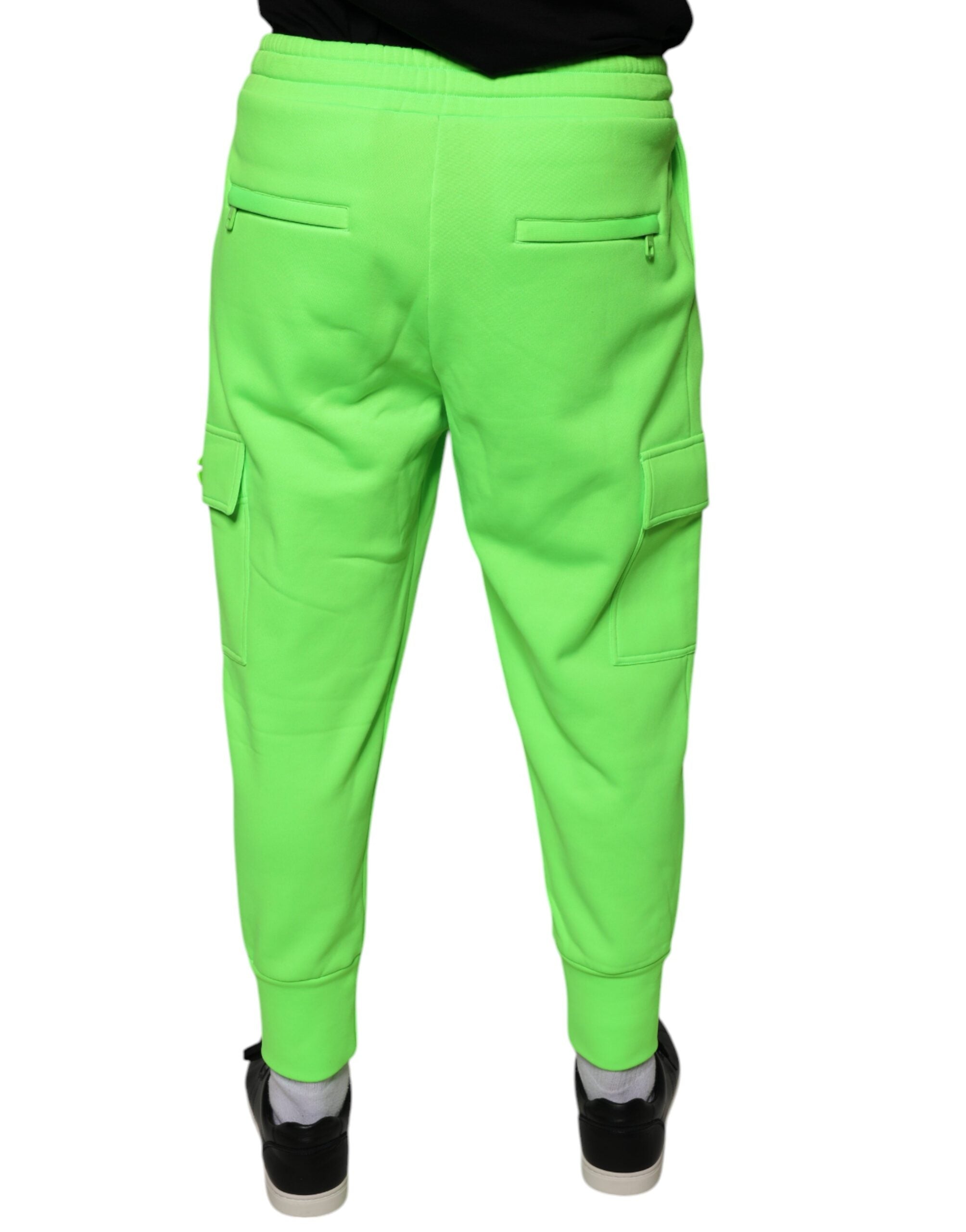 Dolce & Gabbana Neon Green Polyester Cargo Jogger SweatMen's Men's Pants (Pre-Owned)