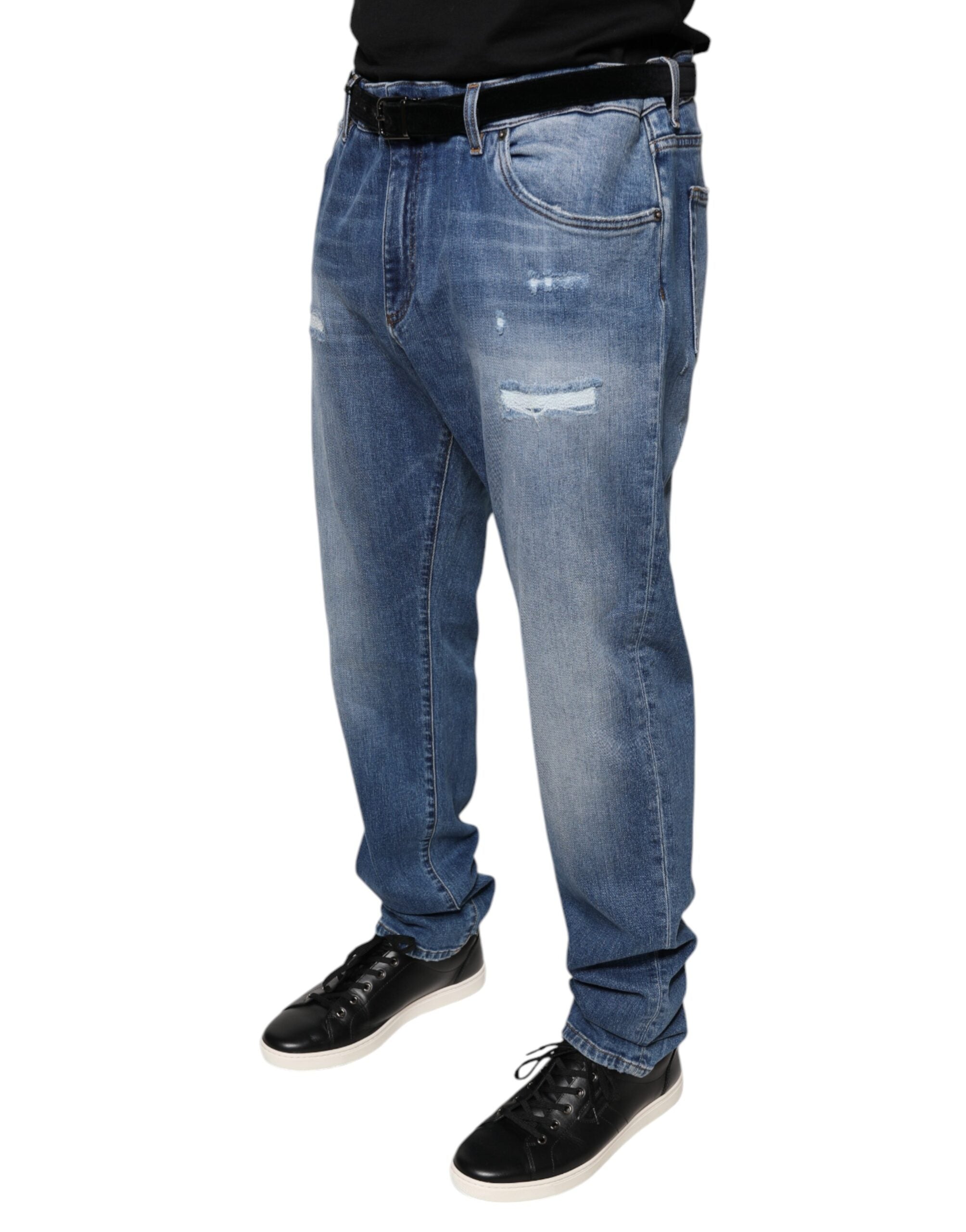 Dolce & Gabbana Blue Washed Cotton Stretch Men Denim Men's Jeans (Pre-Owned)