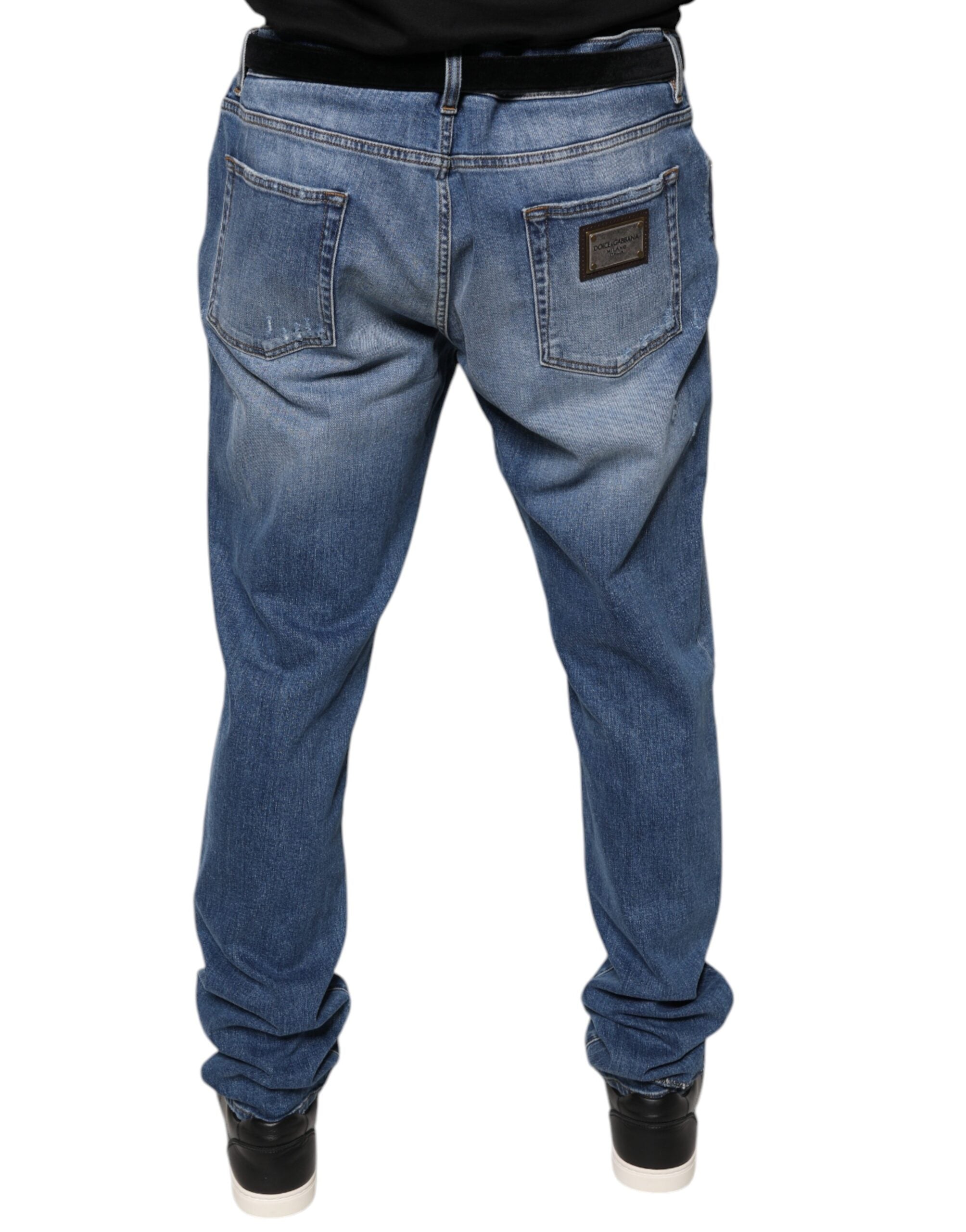 Dolce & Gabbana Blue Washed Cotton Stretch Men Denim Men's Jeans (Pre-Owned)