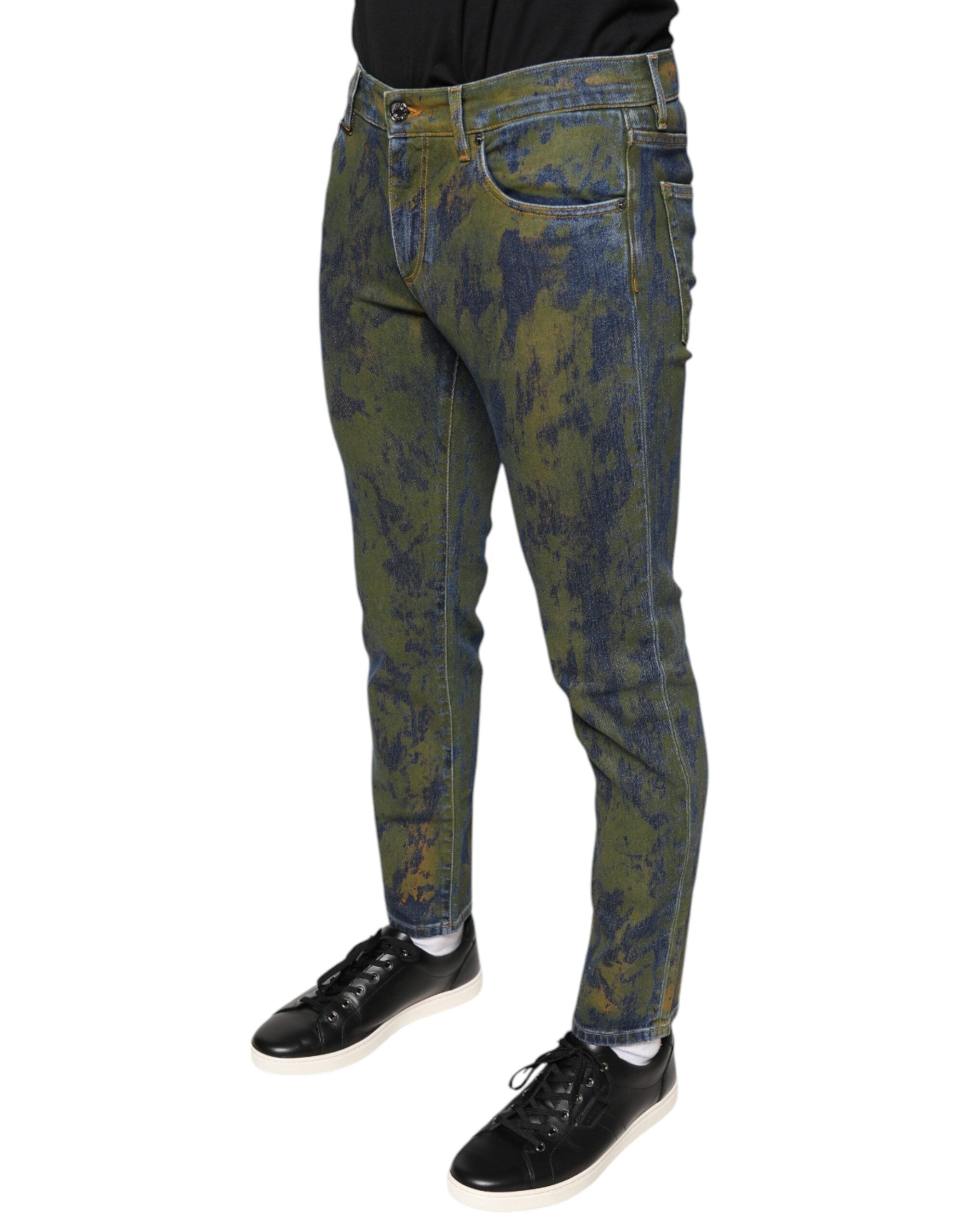 Dolce & Gabbana Blue Cotton Dye Slim Fit Men Denim Men's Jeans