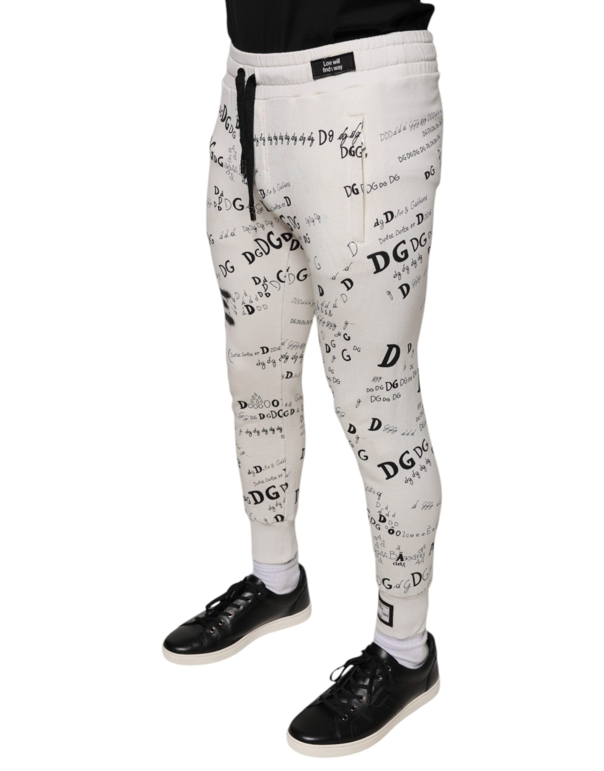 Dolce & Gabbana White Printed Cotton Jogger SweatMen's Men's Pants (Pre-Owned)