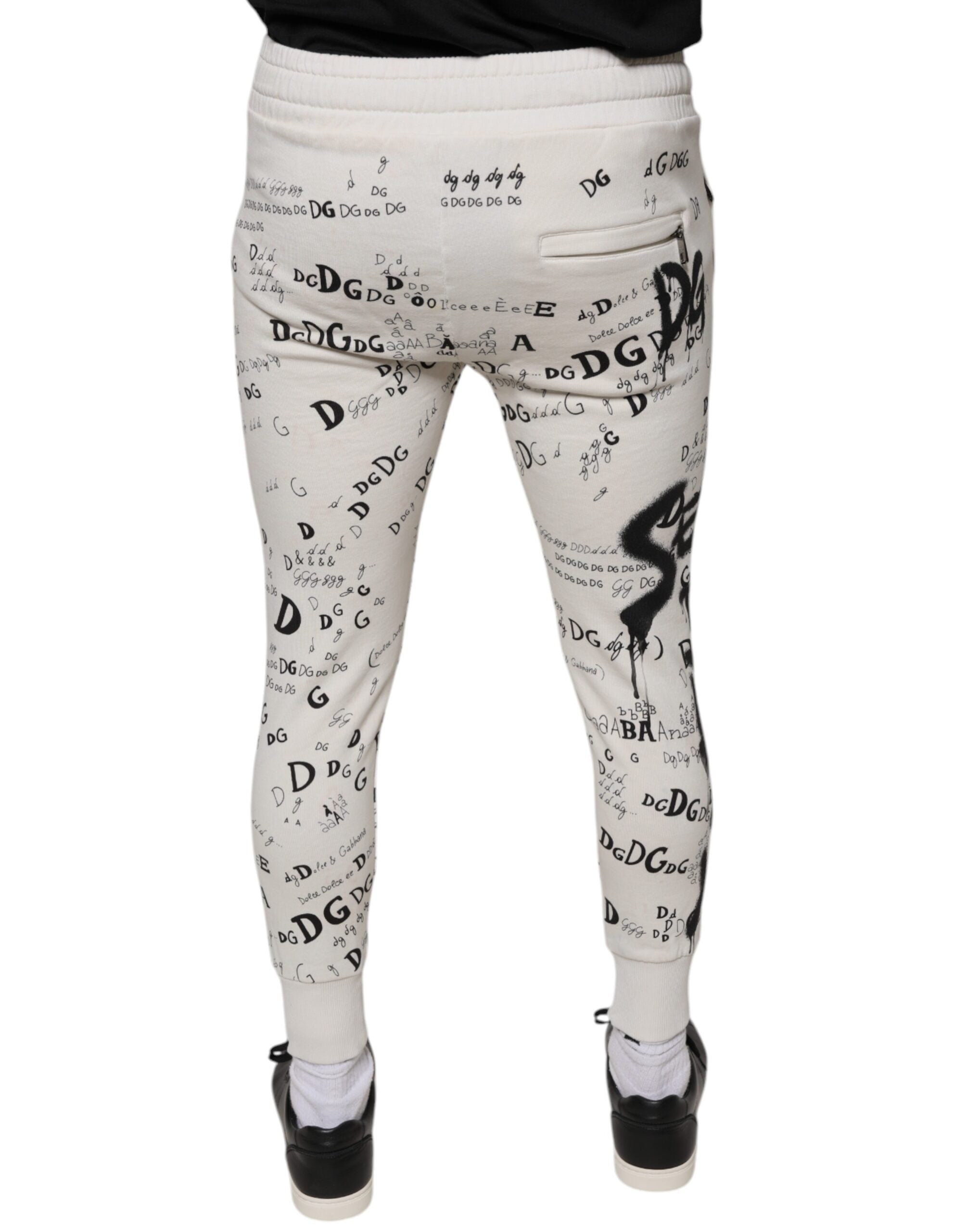 Dolce & Gabbana White Printed Cotton Jogger SweatMen's Men's Pants (Pre-Owned)