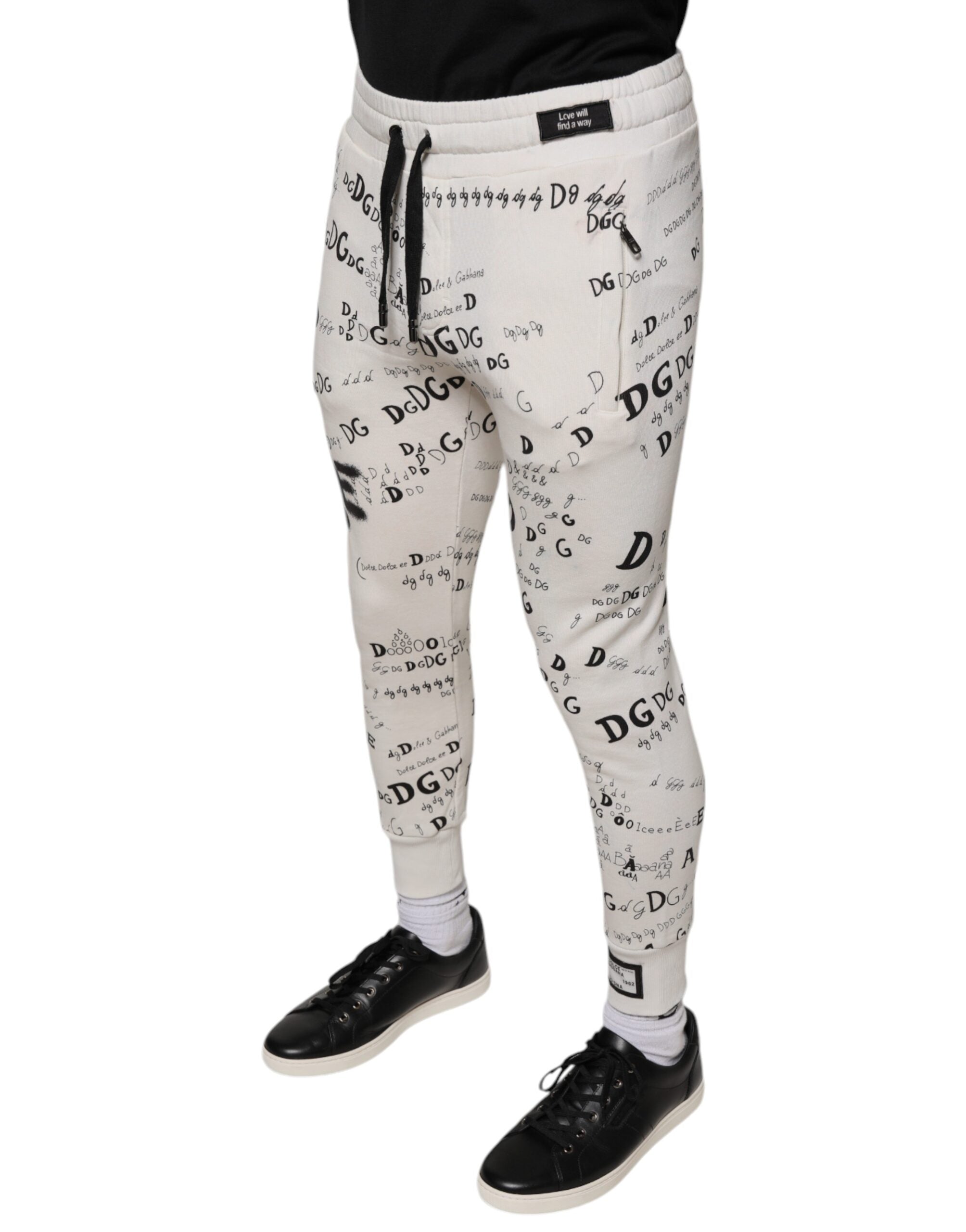 Dolce & Gabbana White Printed Cotton Jogger SweatMen's Men's Pants (Pre-Owned)