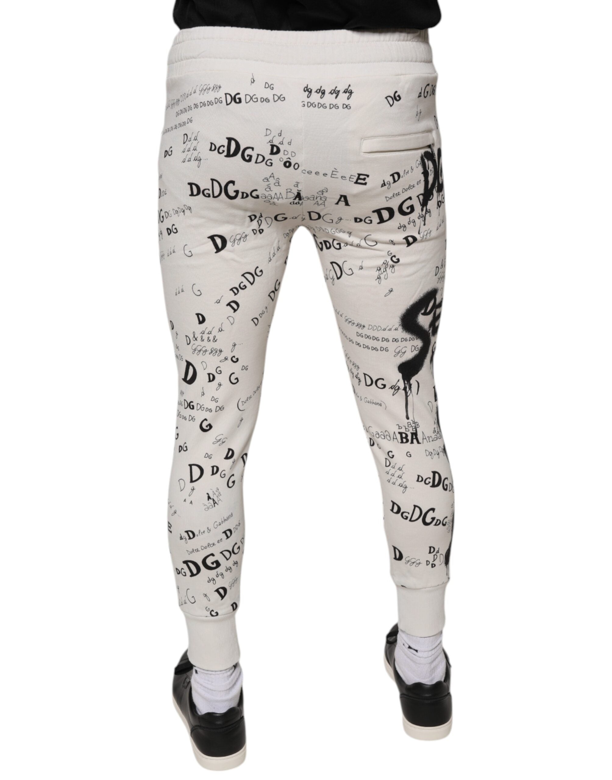 Dolce & Gabbana White Printed Cotton Jogger SweatMen's Men's Pants (Pre-Owned)