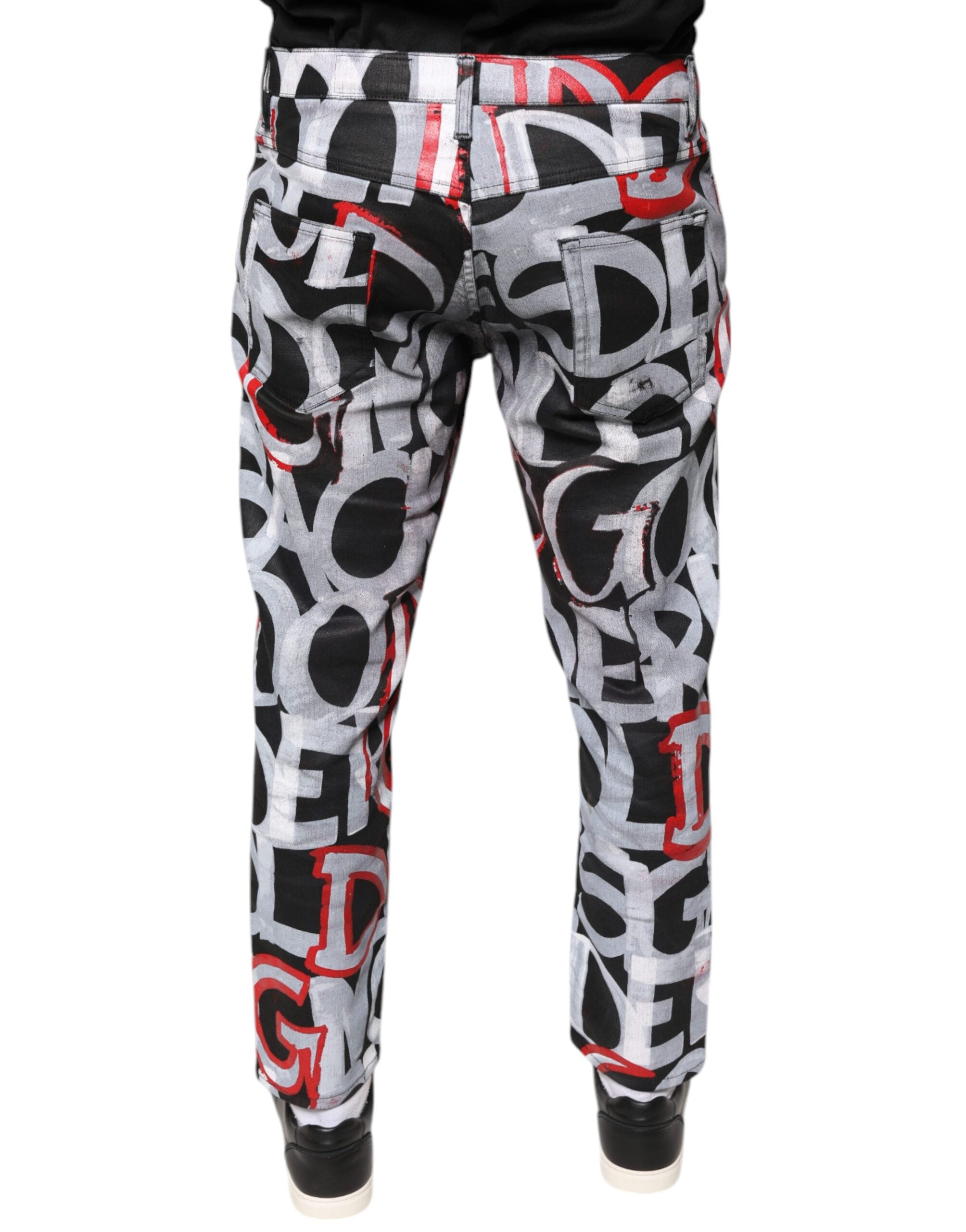 Dolce & Gabbana Multicolor Cotton Monogram Skinny Denim Men's Jeans (Pre-Owned)