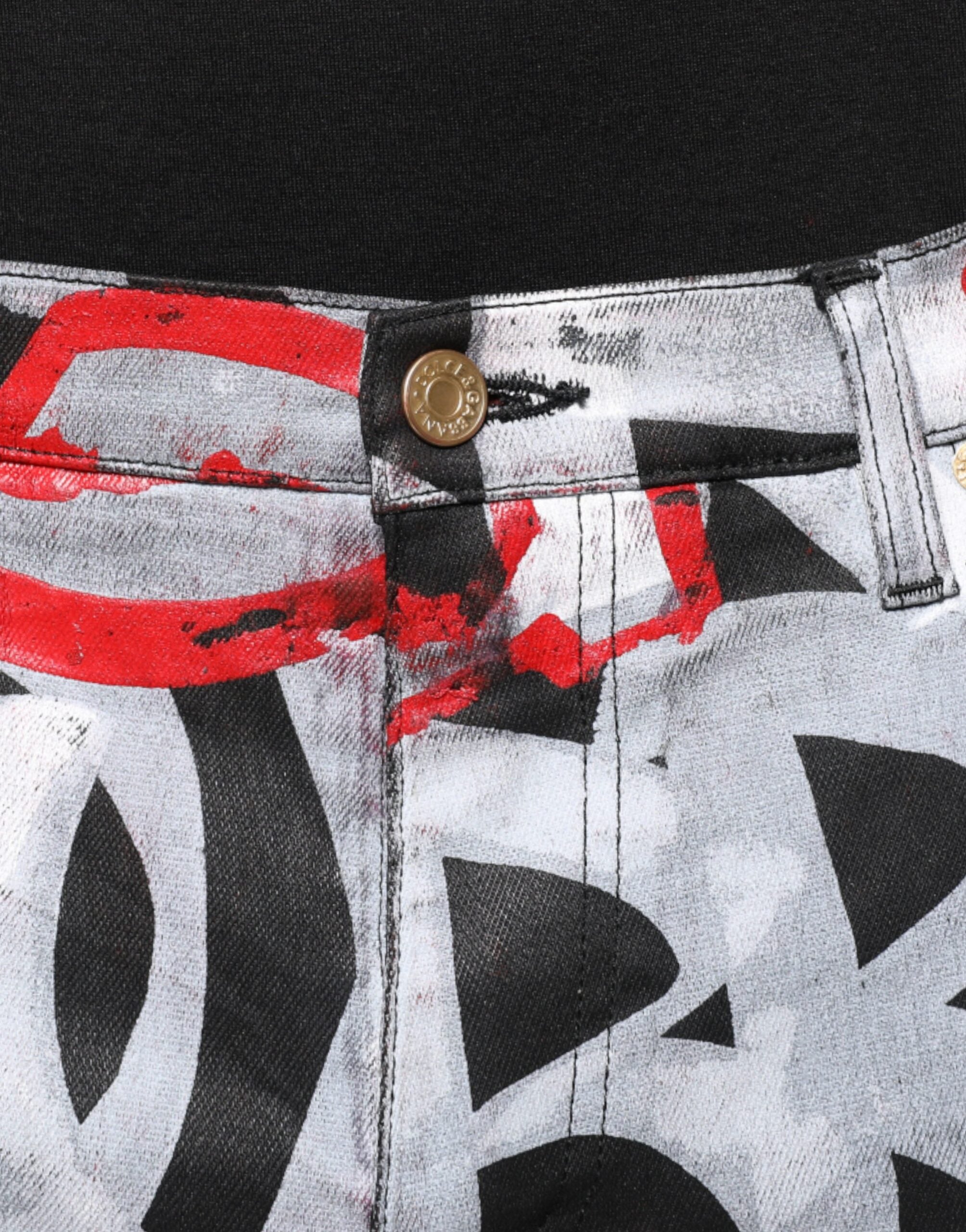 Dolce & Gabbana Multicolor Cotton Monogram Skinny Denim Men's Jeans (Pre-Owned)