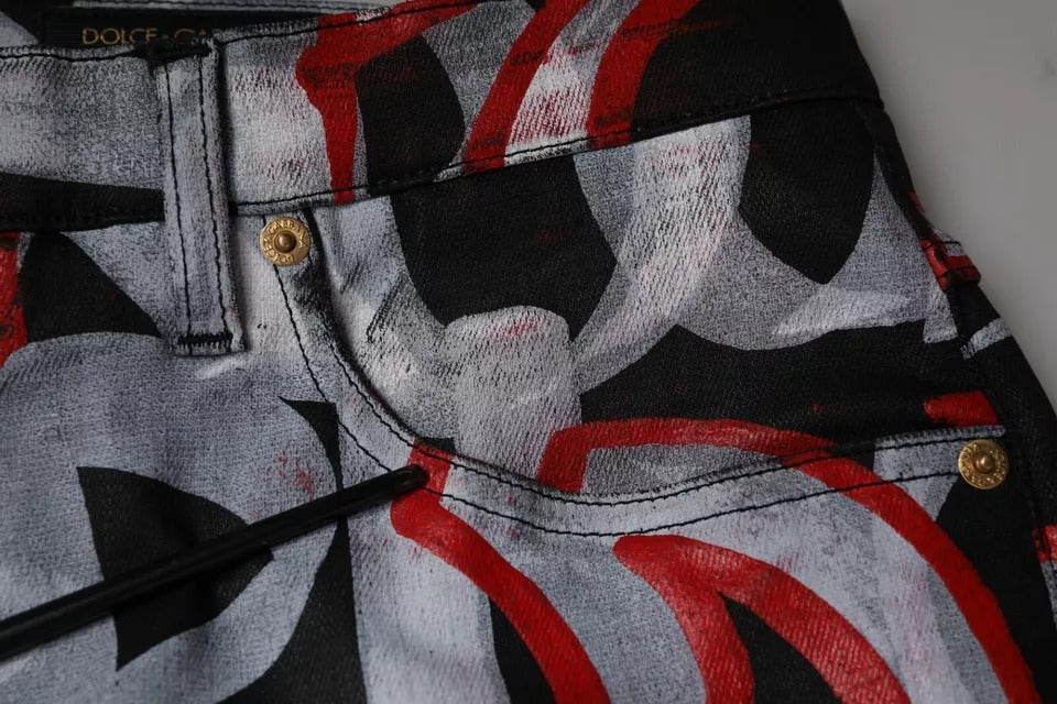 Dolce & Gabbana Multicolor Cotton Monogram Skinny Denim Men's Jeans (Pre-Owned)