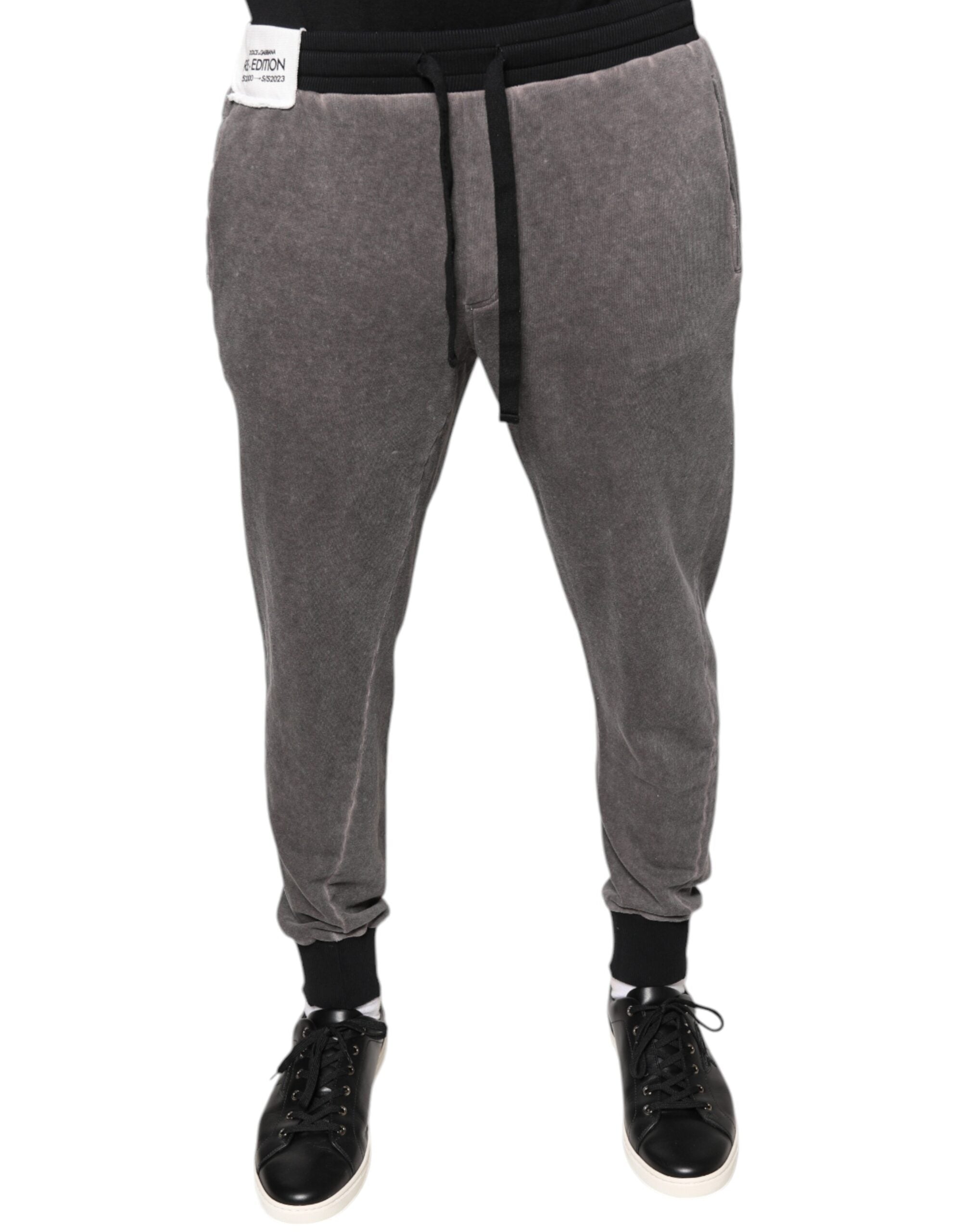 Dolce & Gabbana Gray Cotton Jogger Jogging Men's Pants (Pre-Owned)