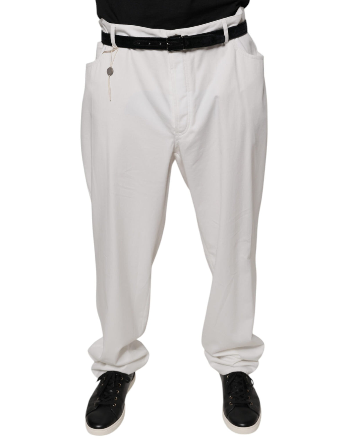 Brunello Cucinelli White Cotton Men Dress Tapered Men's Pants