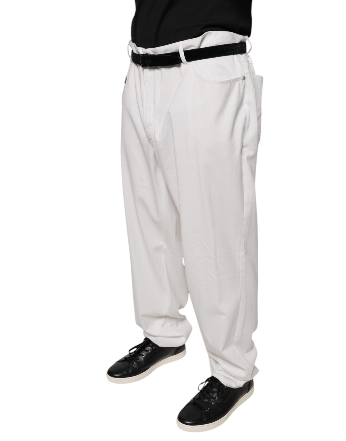 Brunello Cucinelli White Cotton Men Dress Tapered Men's Pants