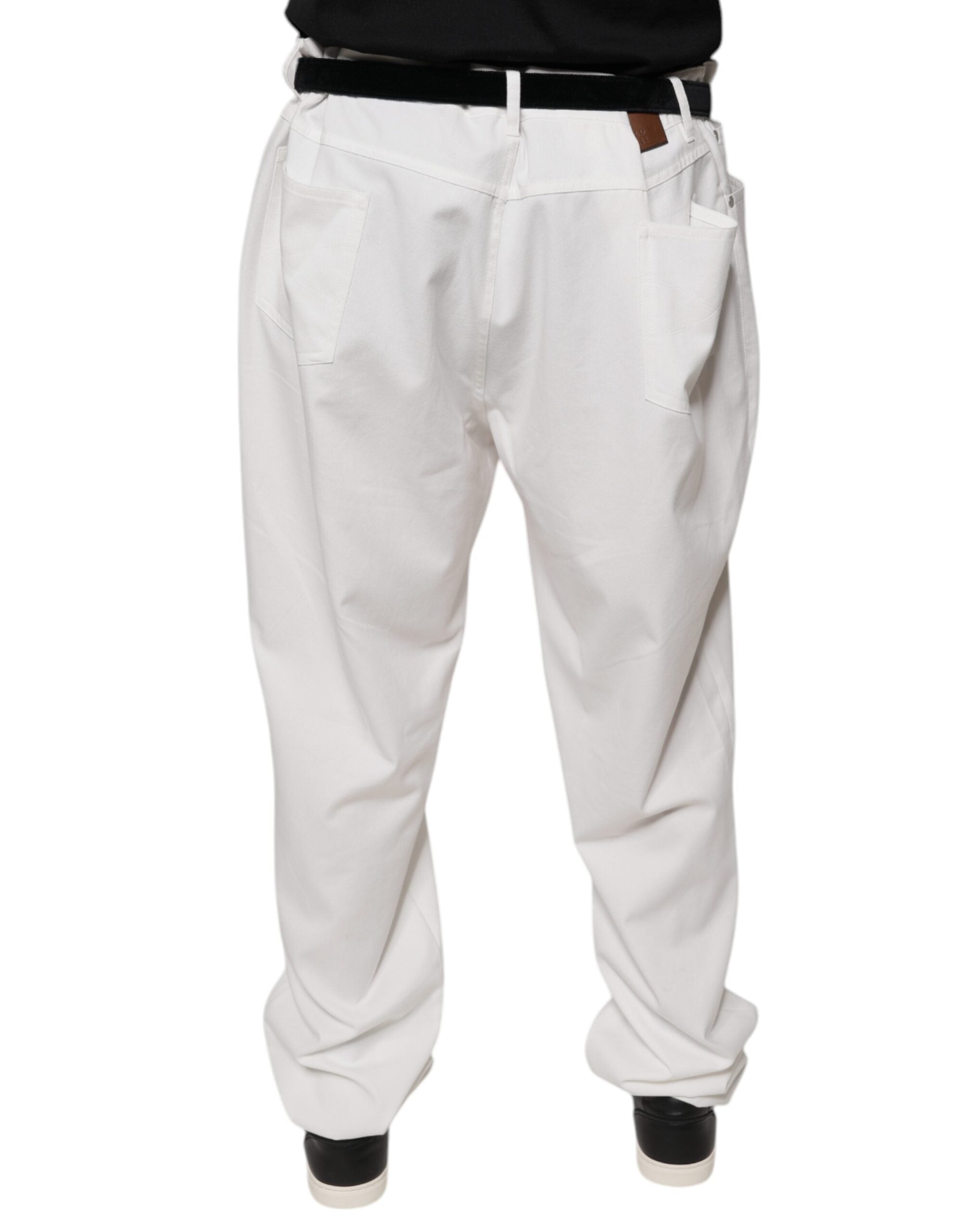 Brunello Cucinelli White Cotton Men Dress Tapered Men's Pants