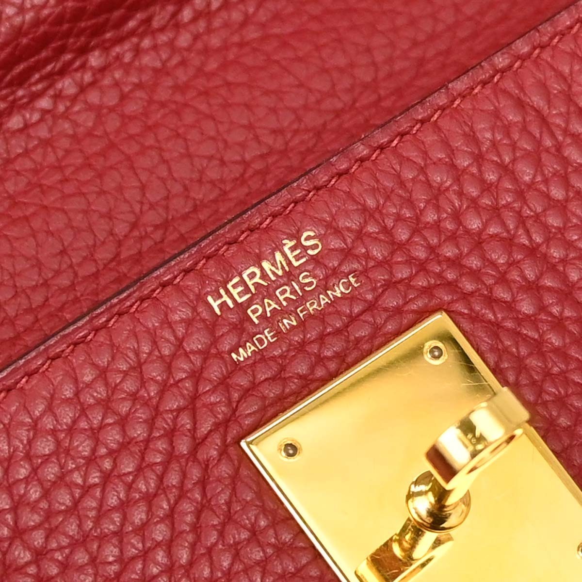 Hermes Kelly Red Togo With Gold Hardware Red Leather Handbag (Pre-Owned)