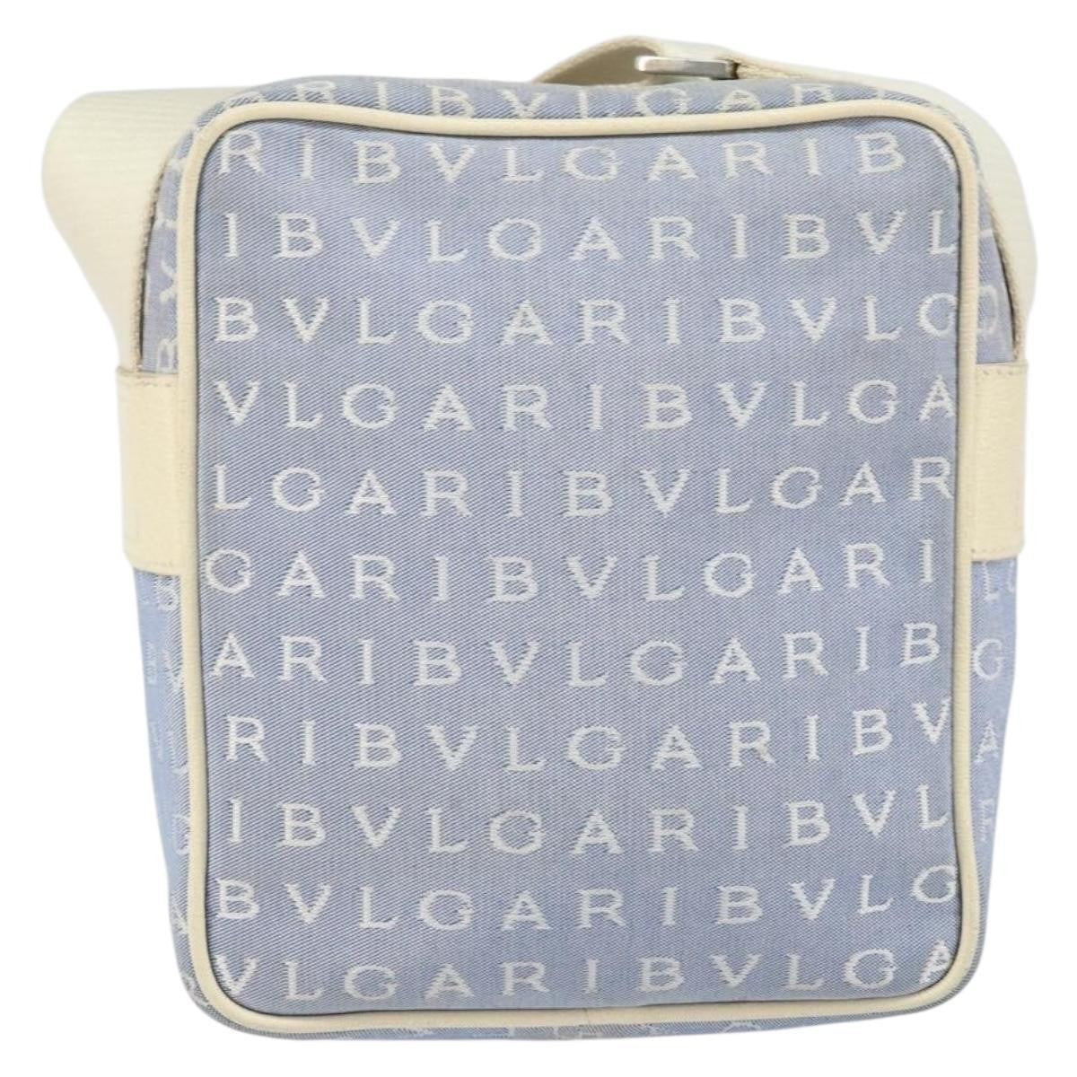 Bvlgari Logomania Canvas With Leather Blue Canvas Shoulder Bag Bag (Pre-Owned)