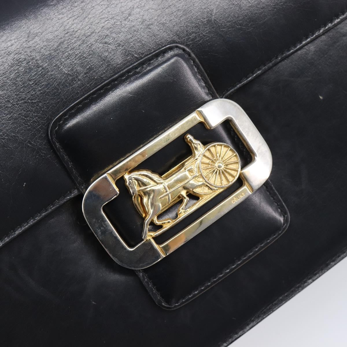 Celine Horse Carriage Leather Black Leather Shoulder Bag Bag (Pre-Owned)