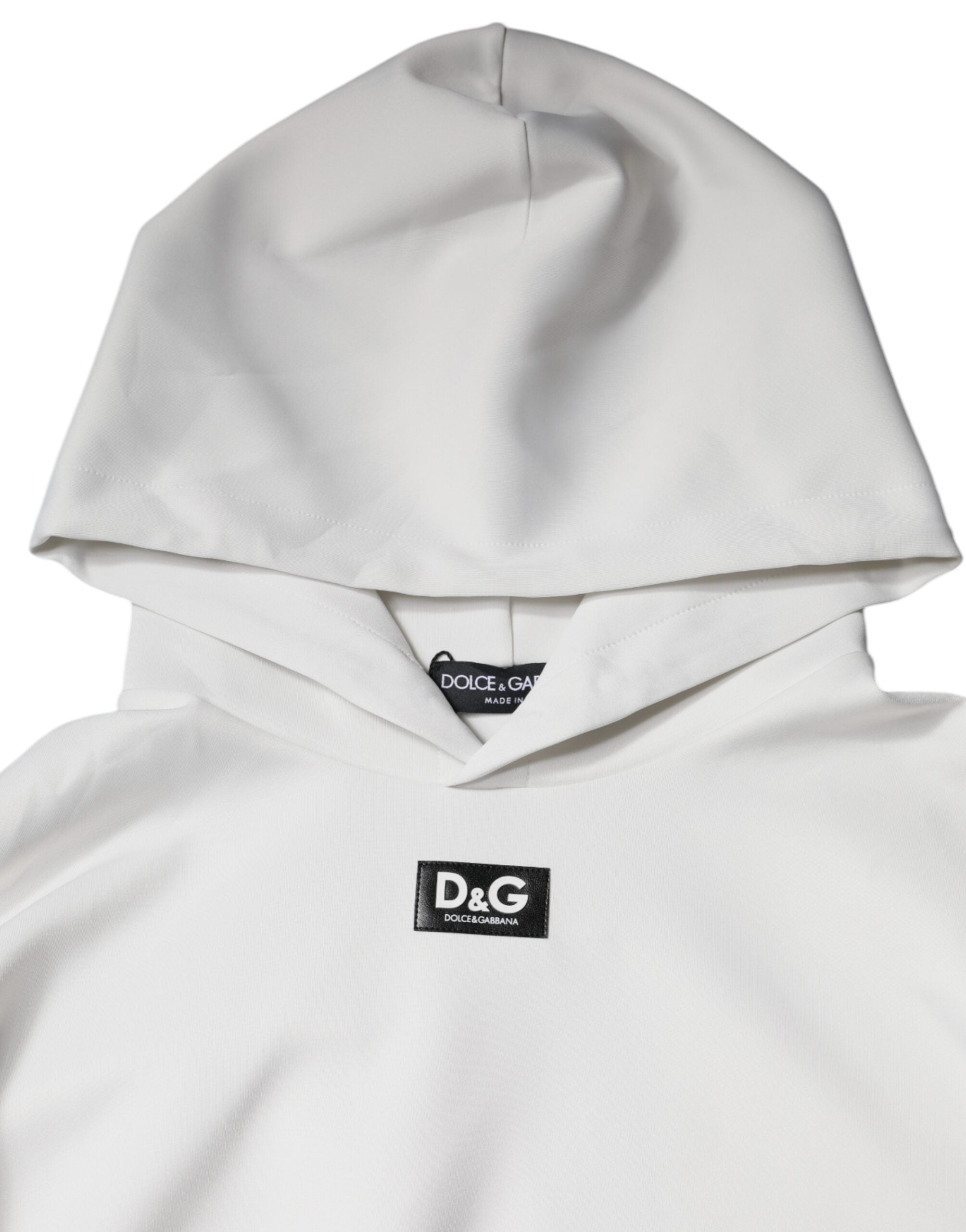 Dolce & Gabbana White D&G Logo Hooded Men Sweatshirt Men's Sweater (Pre-Owned)