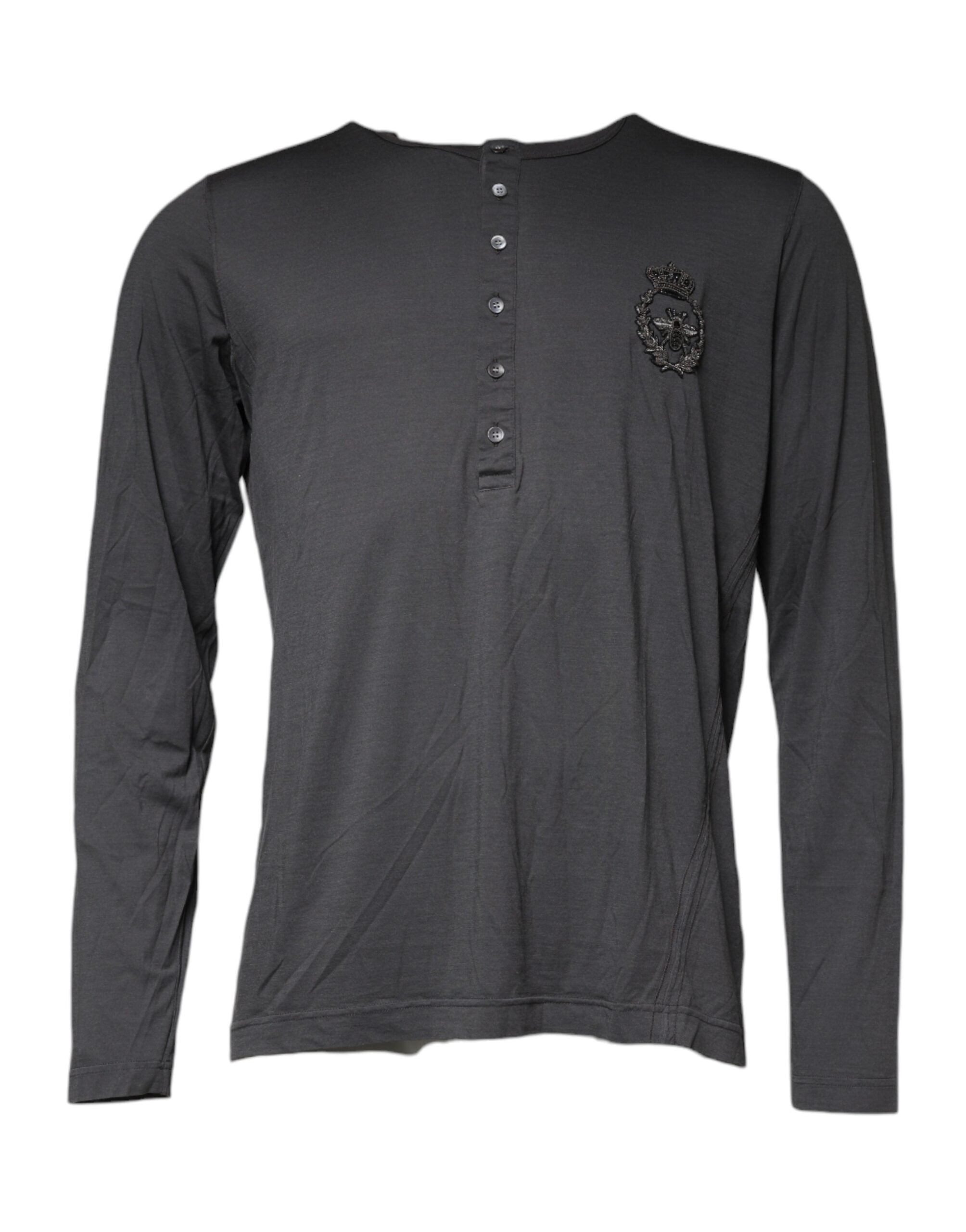 Dolce & Gabbana Gray Crown Bee Embroidery Pullover Men's Sweater (Pre-Owned)