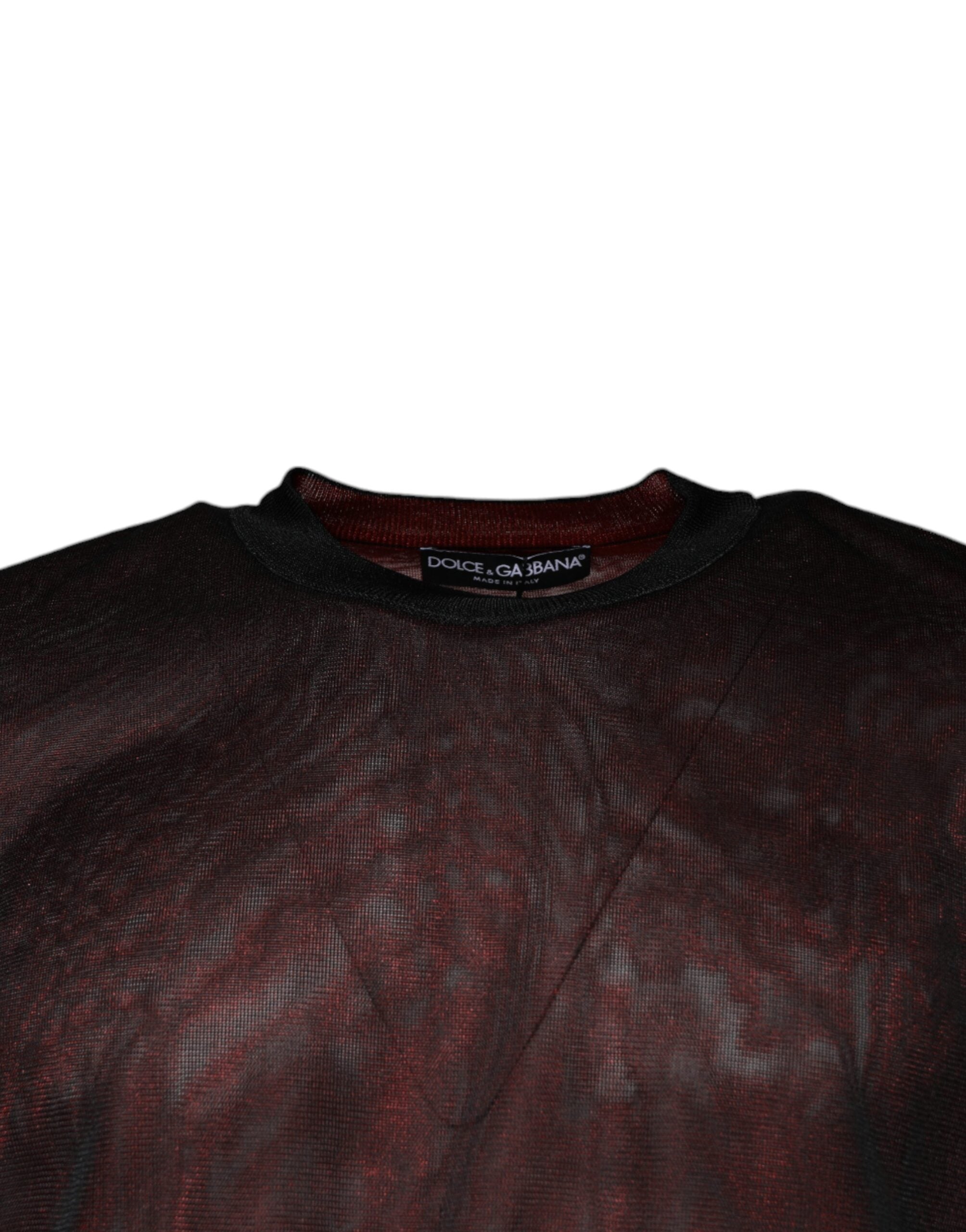 Dolce & Gabbana Maroon Polyester Crew Neck Pullover Men's Sweater (Pre-Owned)