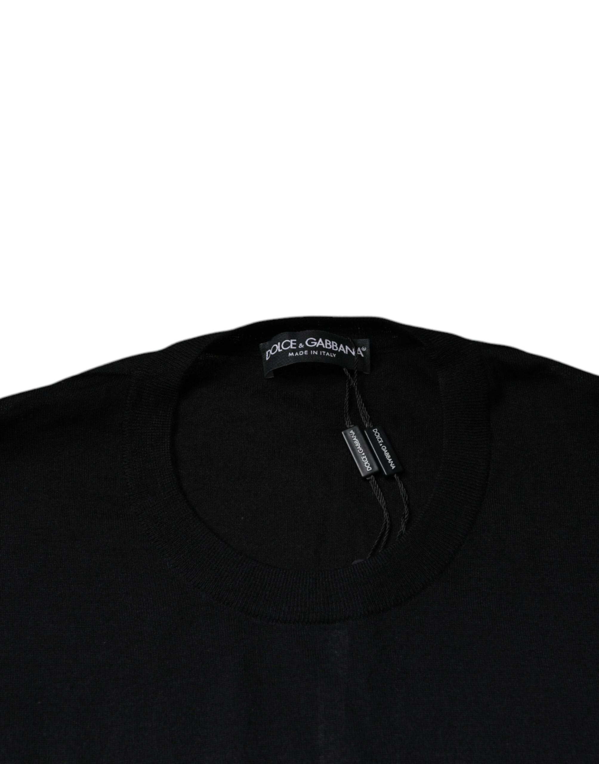 Dolce & Gabbana Black Cashmere Crew Neck Pullover Men's Sweater (Pre-Owned)