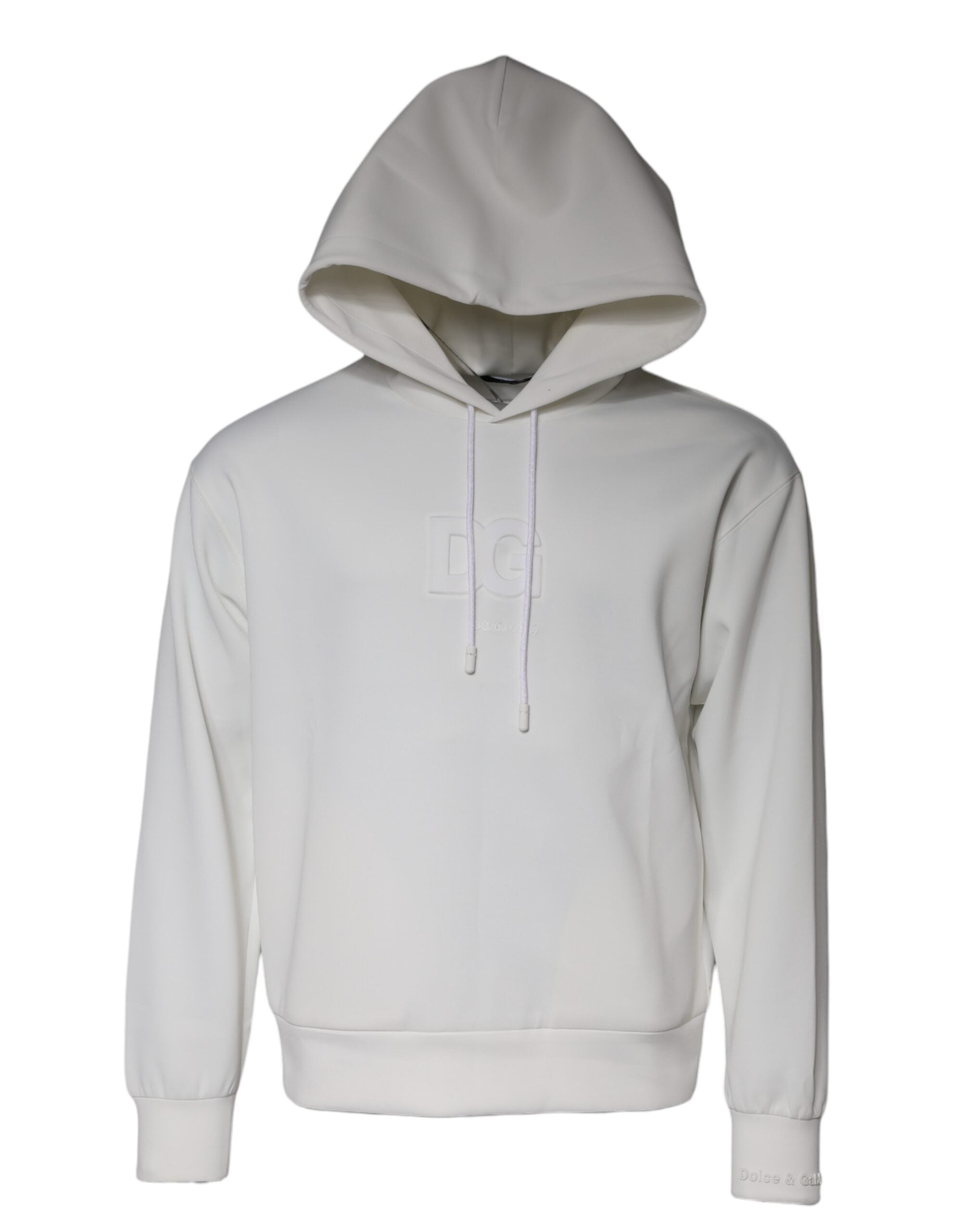 Dolce & Gabbana White DG Logo Hooded Men Sweatshirt Men's Sweater (Pre-Owned)