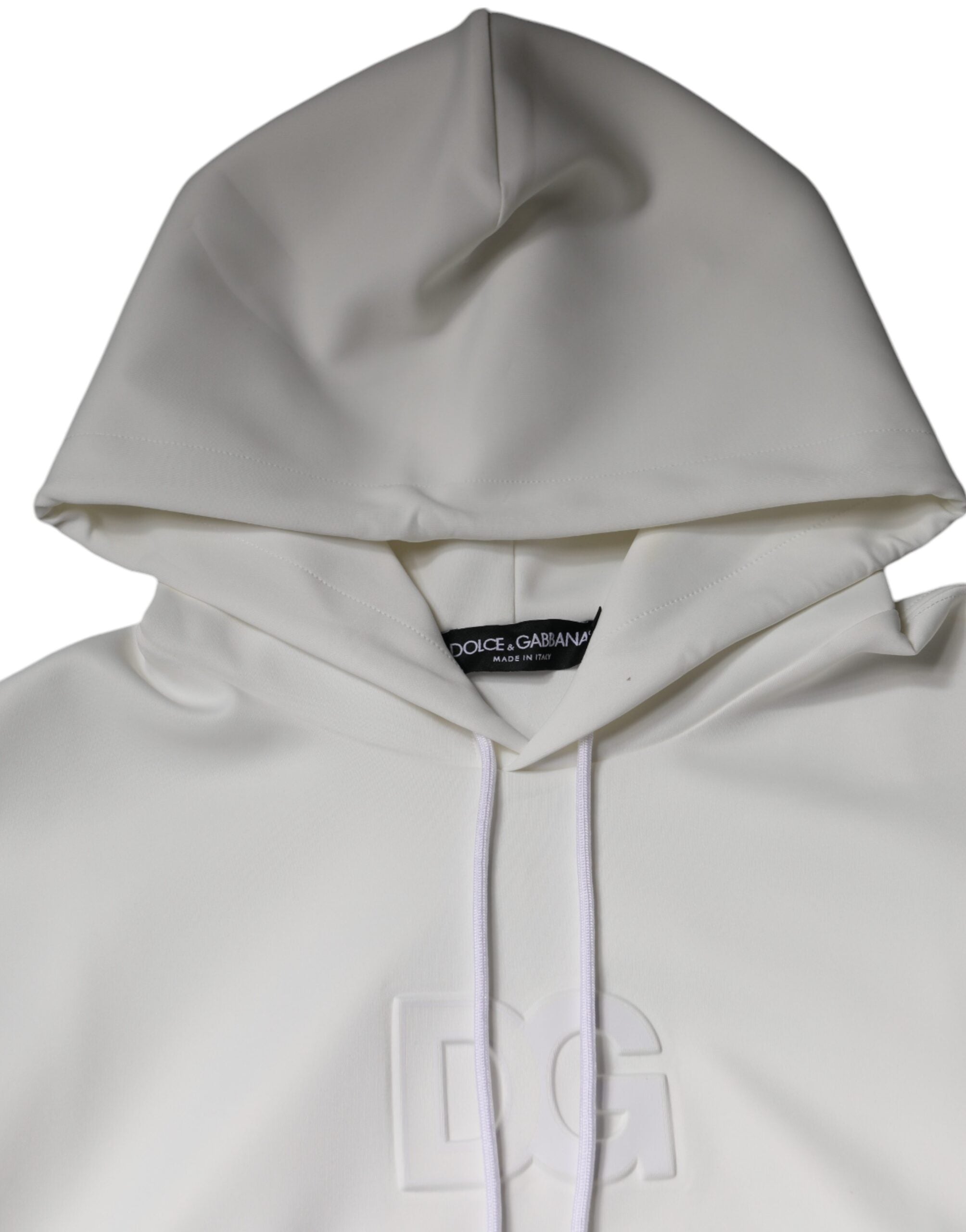 Dolce & Gabbana White DG Logo Hooded Men Sweatshirt Men's Sweater (Pre-Owned)