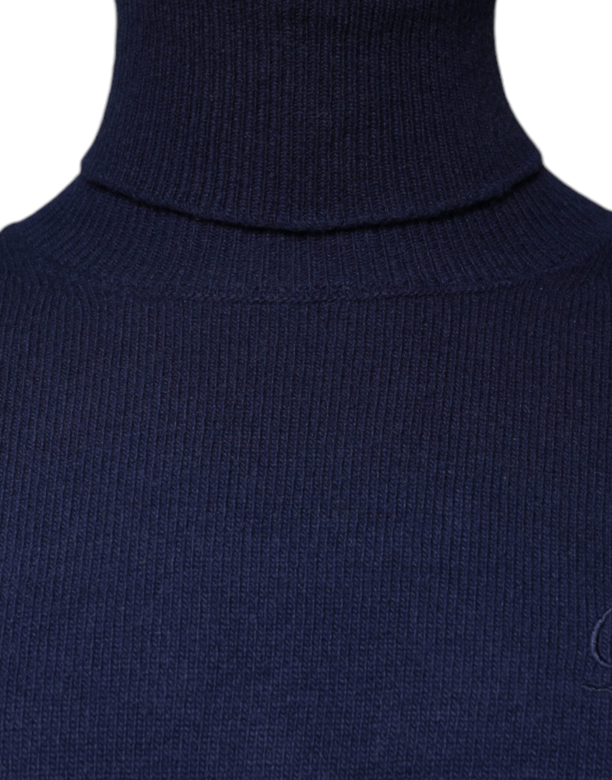 Dolce & Gabbana Blue Wool Knit Turtleneck Pullover Men's Sweater