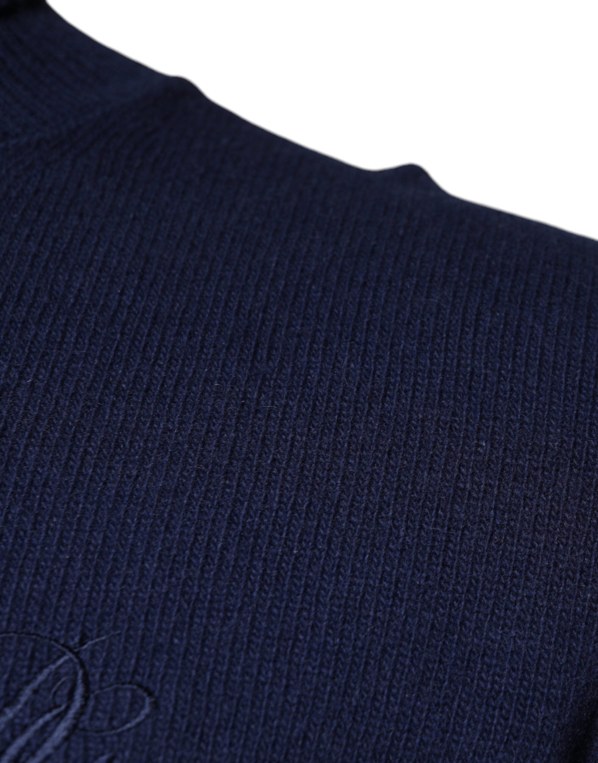 Dolce & Gabbana Blue Wool Knit Turtleneck Pullover Men's Sweater