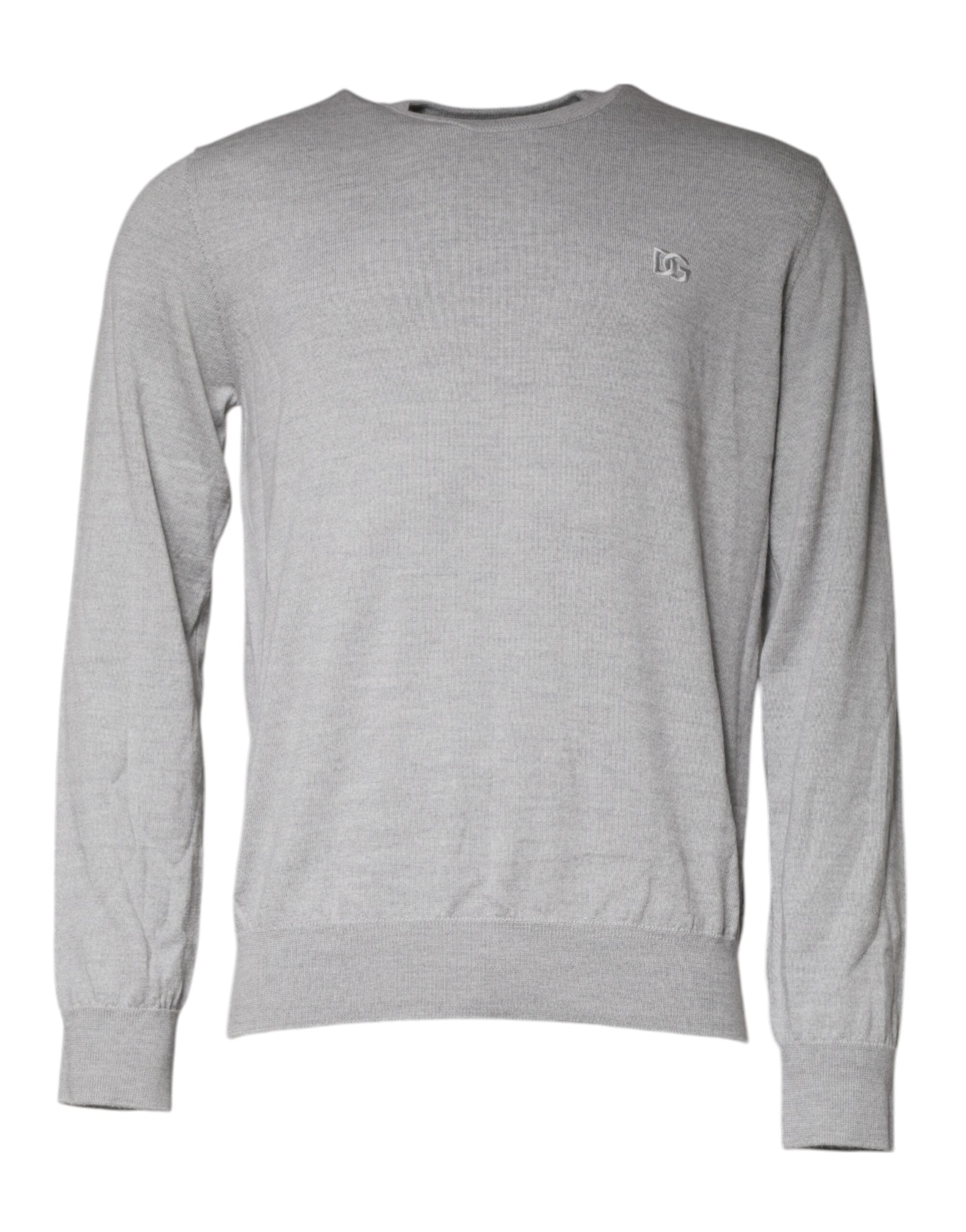 Dolce & Gabbana Light Gray Wool Crew Neck Pullover Men's Sweater