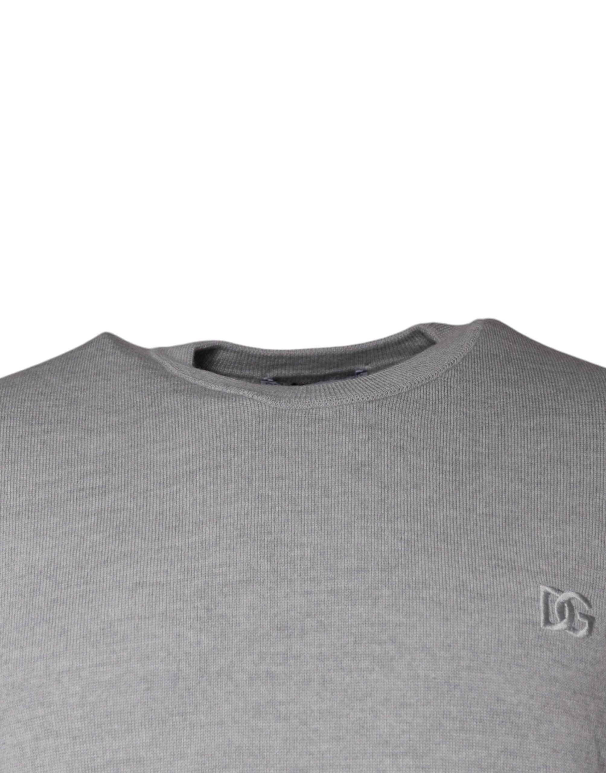 Dolce & Gabbana Light Gray Wool Crew Neck Pullover Men's Sweater