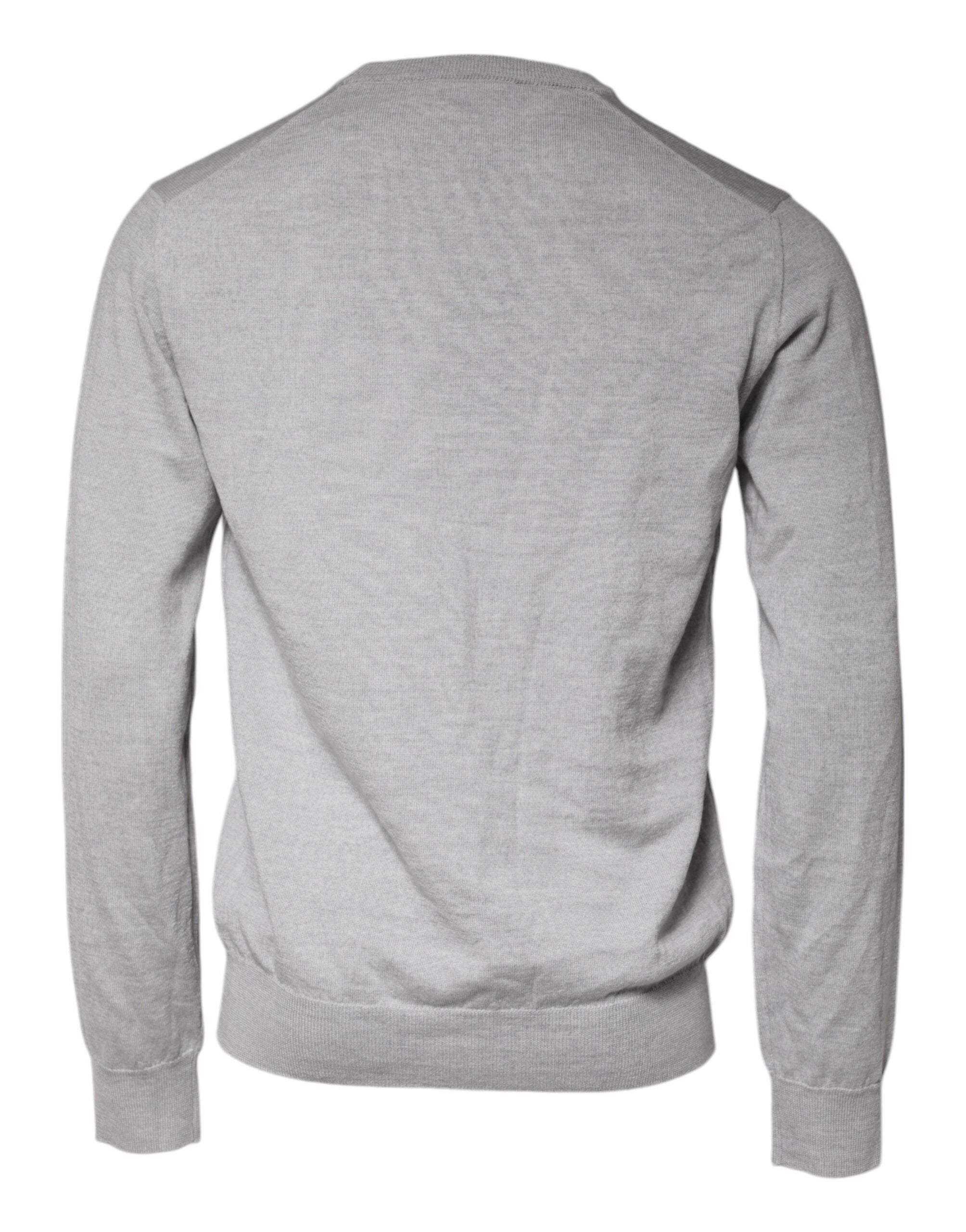 Dolce & Gabbana Light Gray Wool Crew Neck Pullover Men's Sweater