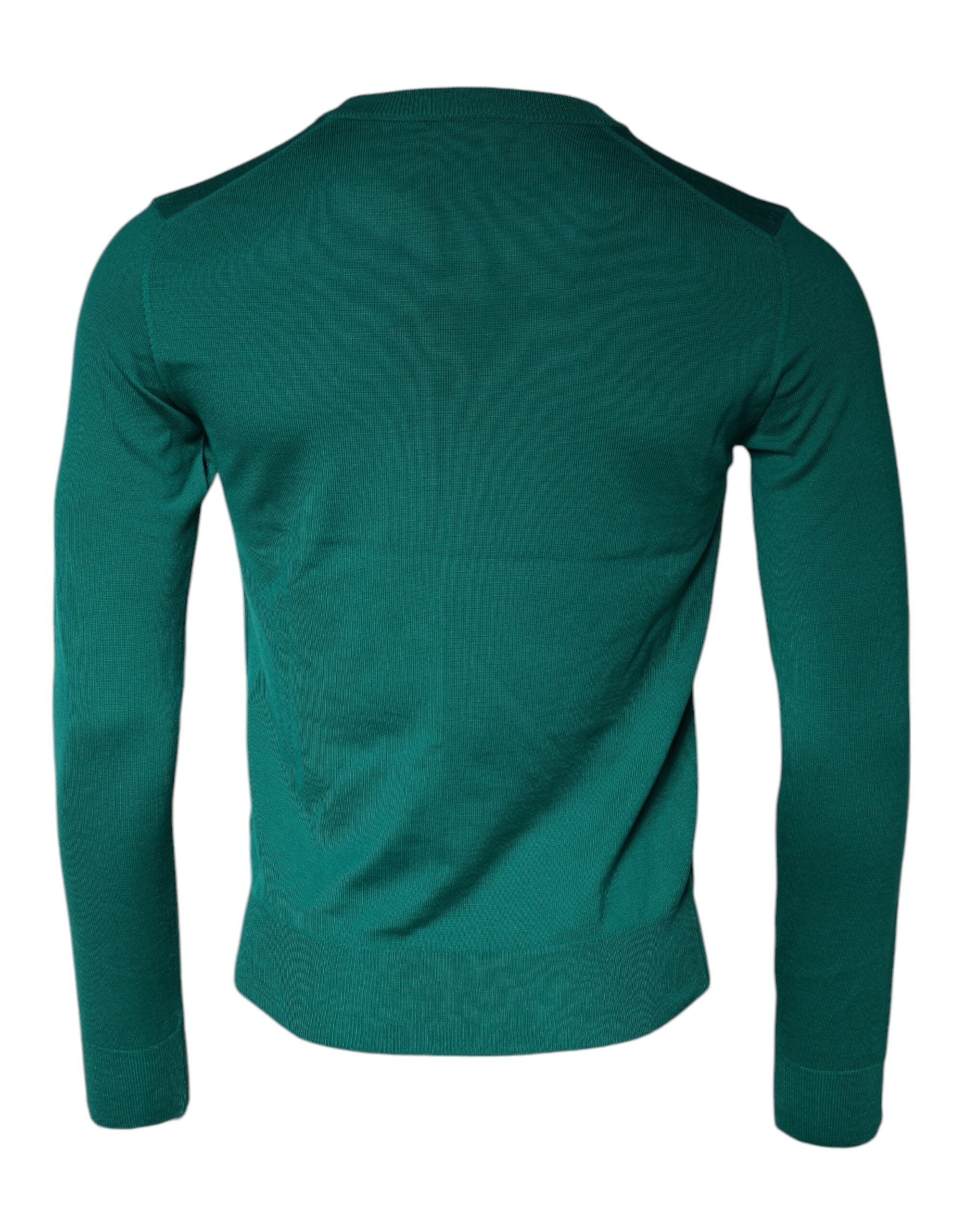 Dolce & Gabbana Green Wool Knit Crew Neck Pullover Men's Sweater