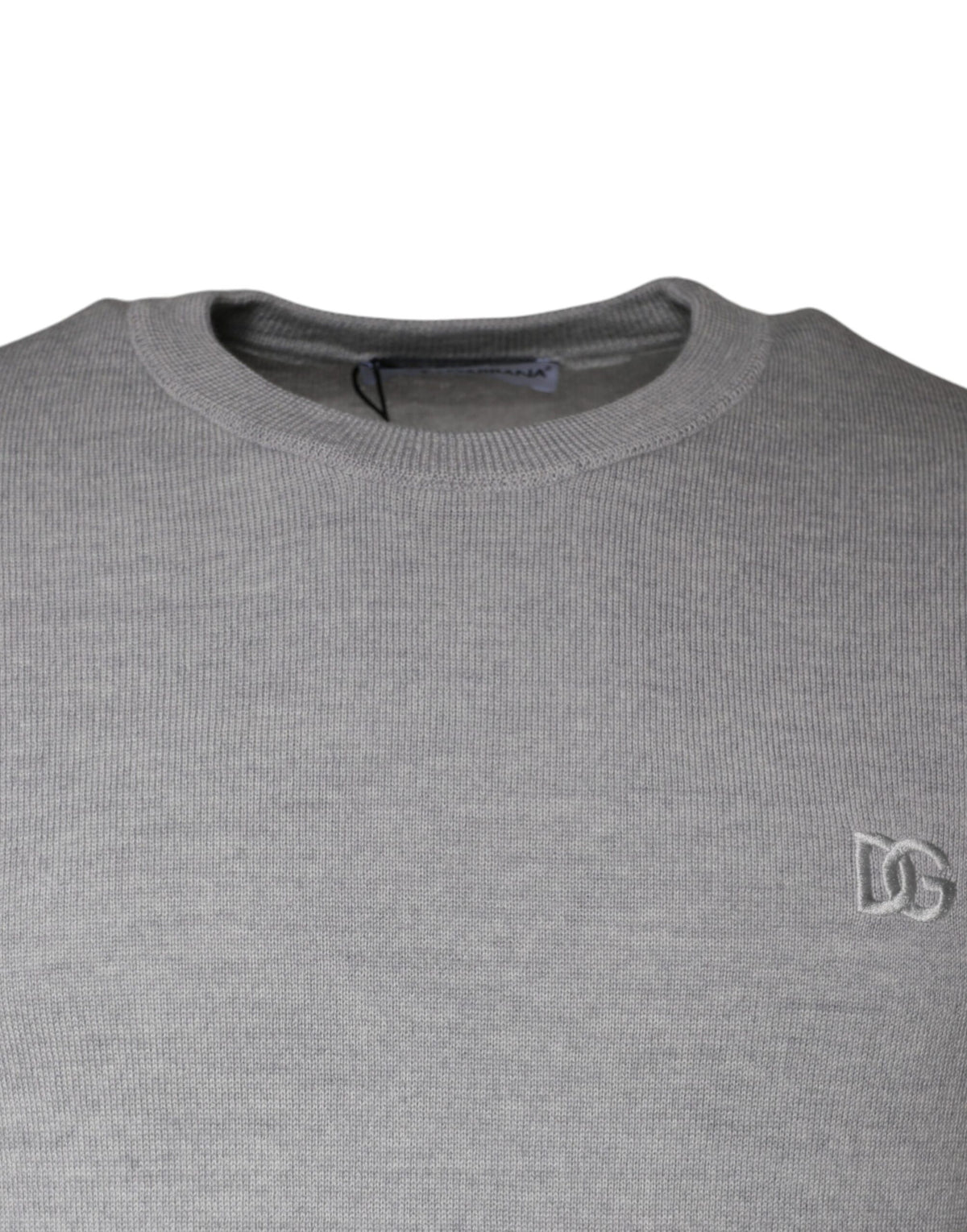 Dolce & Gabbana Light Gray Wool Crew Neck Pullover Men's Sweater (Pre-Owned)