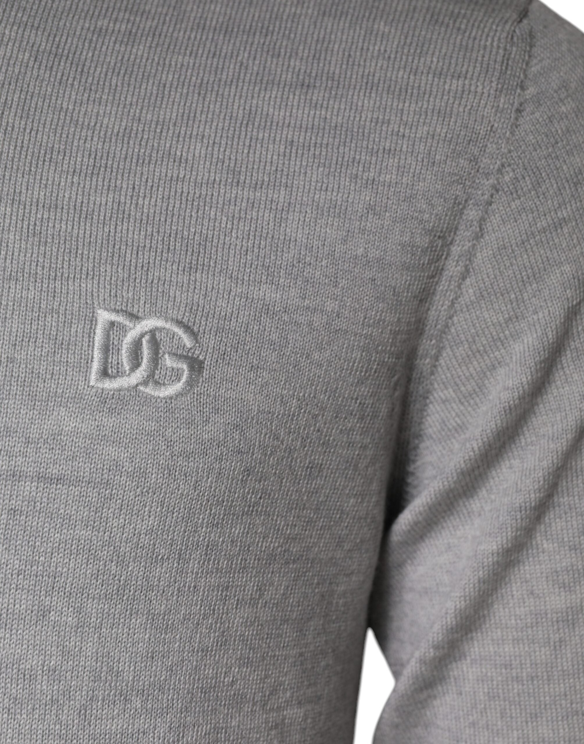Dolce & Gabbana Light Gray Wool Crew Neck Pullover Men's Sweater (Pre-Owned)