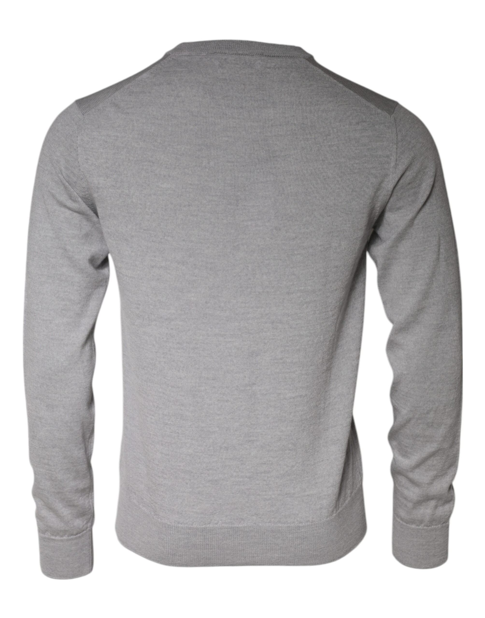 Dolce & Gabbana Light Gray Wool Crew Neck Pullover Men's Sweater (Pre-Owned)