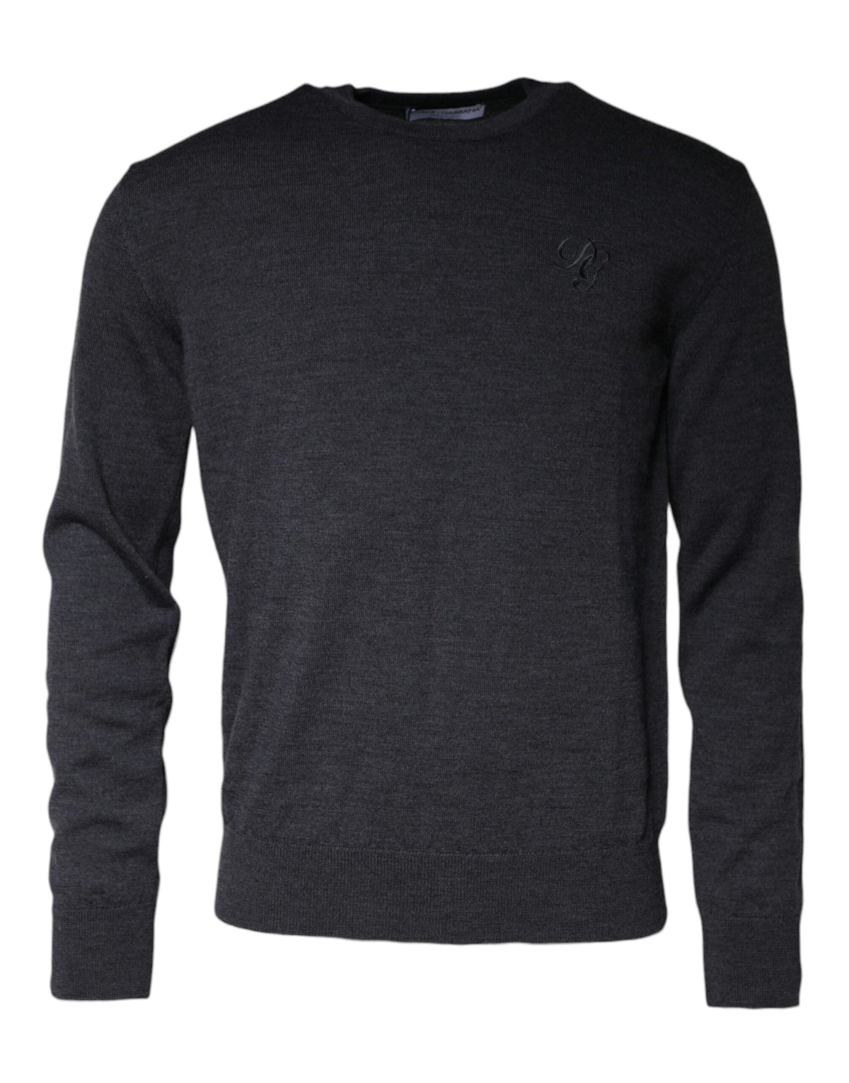 Dolce & Gabbana Dark Gray Wool Crew Neck Pullover Men's Sweater