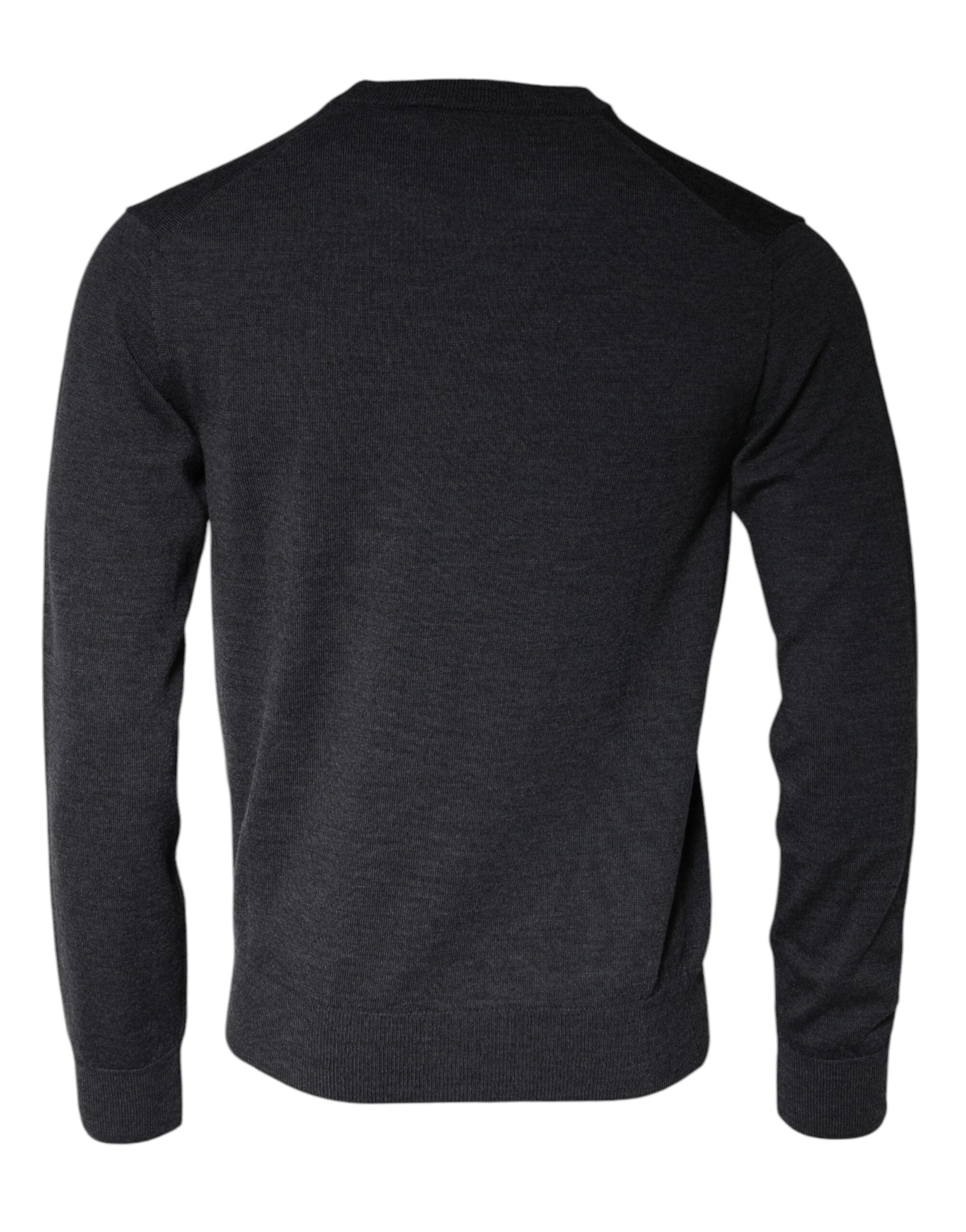 Dolce & Gabbana Dark Gray Wool Crew Neck Pullover Men's Sweater