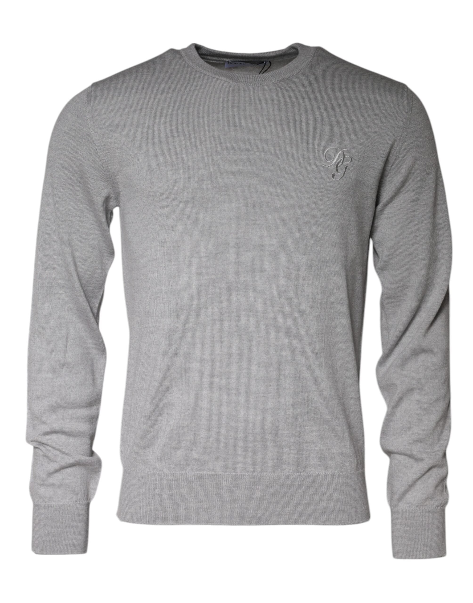 Dolce & Gabbana Light Gray Wool Crew Neck Pullover Men's Sweater (Pre-Owned)