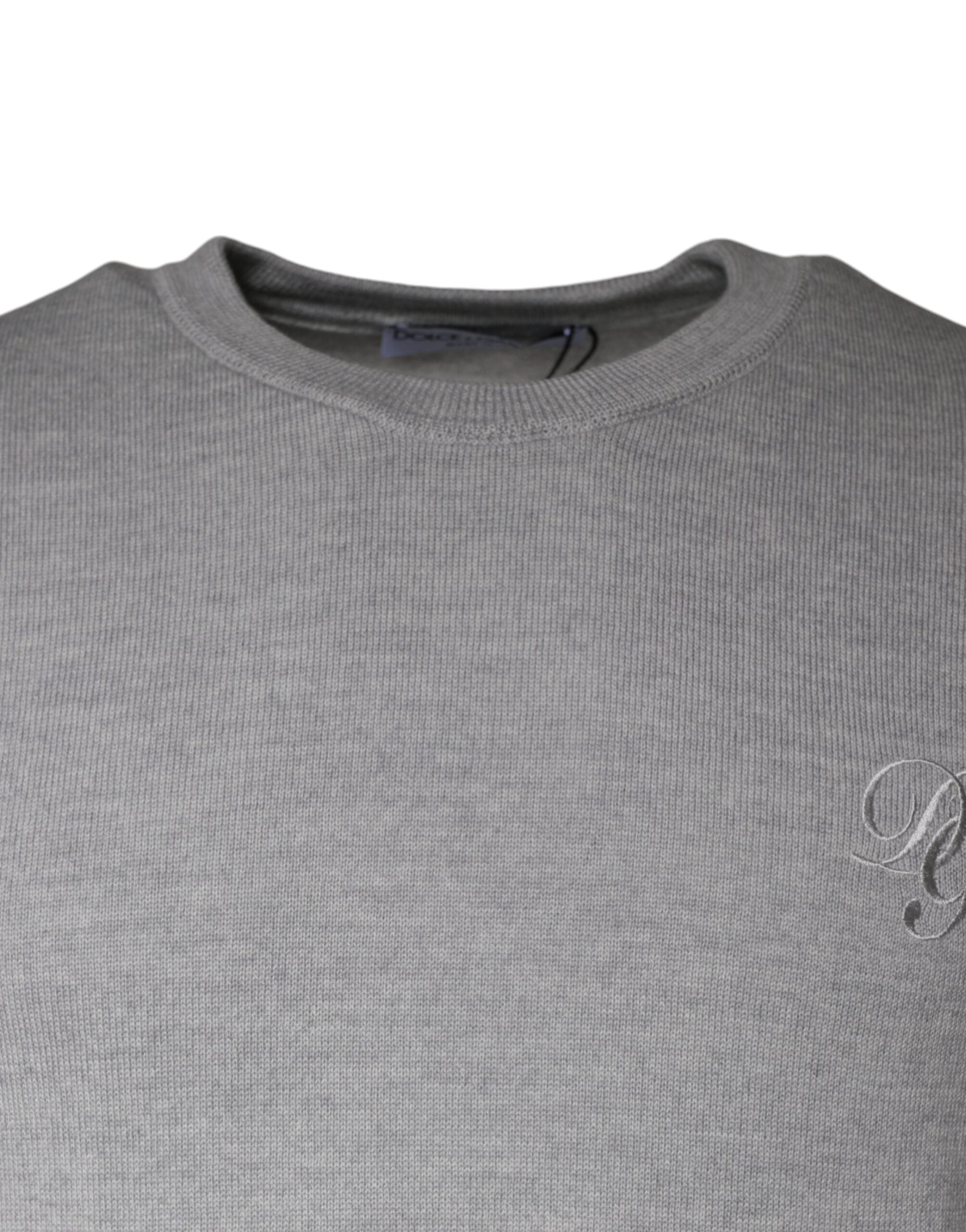Dolce & Gabbana Light Gray Wool Crew Neck Pullover Men's Sweater (Pre-Owned)