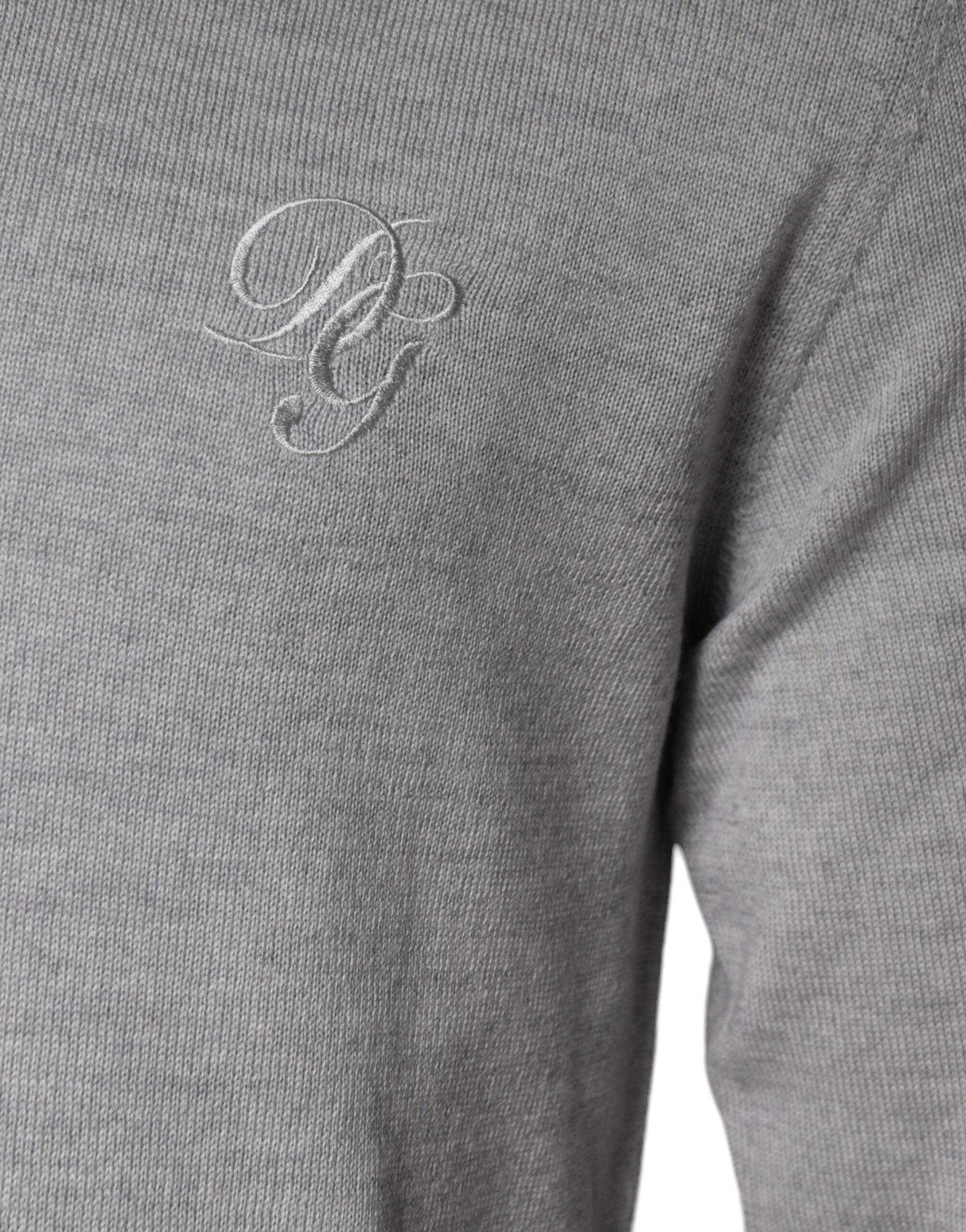 Dolce & Gabbana Light Gray Wool Crew Neck Pullover Men's Sweater (Pre-Owned)